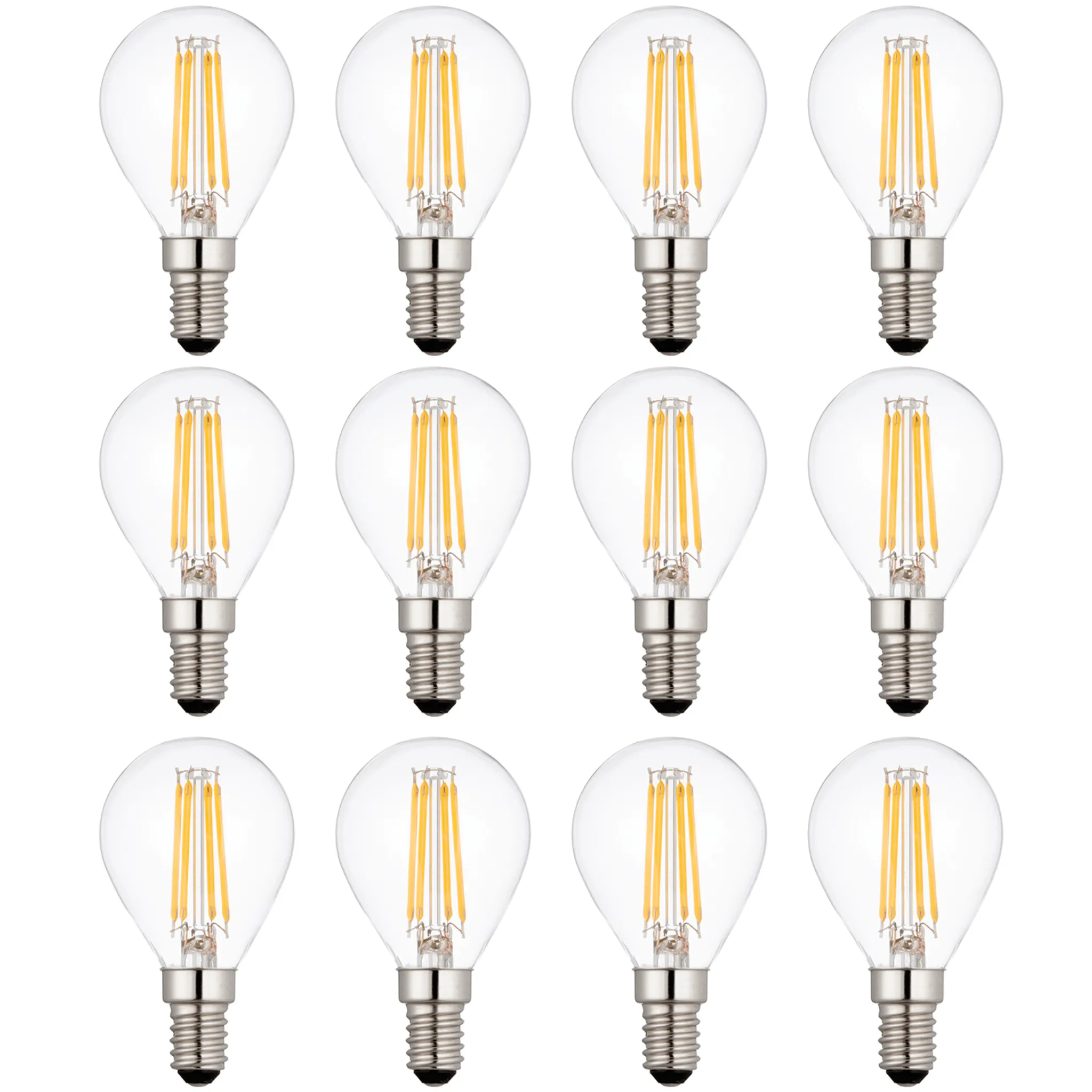 12 x E14 LED Filament Lamp/Bulb Dimmable 4W (40W Equivalent)