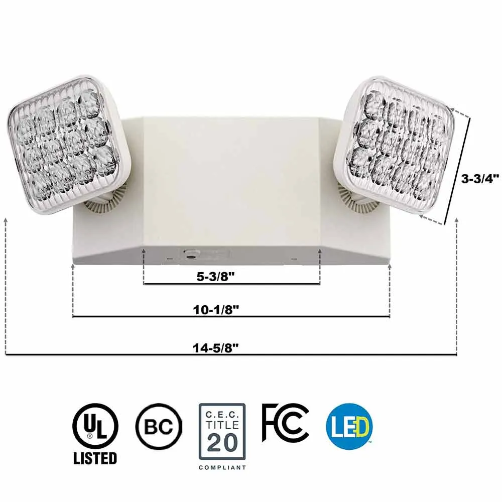 2 Adjustable Head LED Emergency Light with Battery Backup, Ivory white