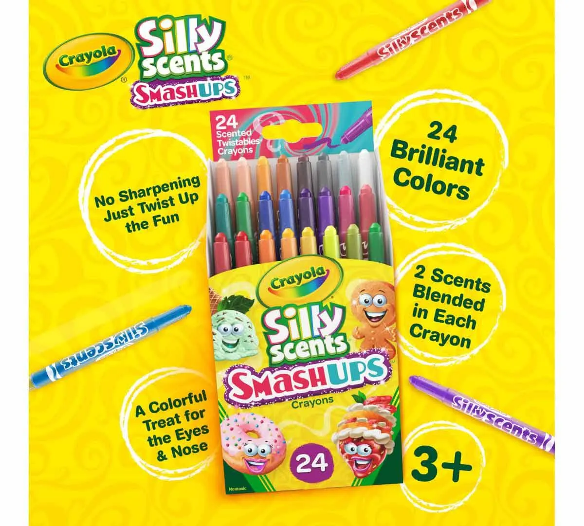 24 Ct Silly Scents Mini Twistables Scented Smashups Crayons
