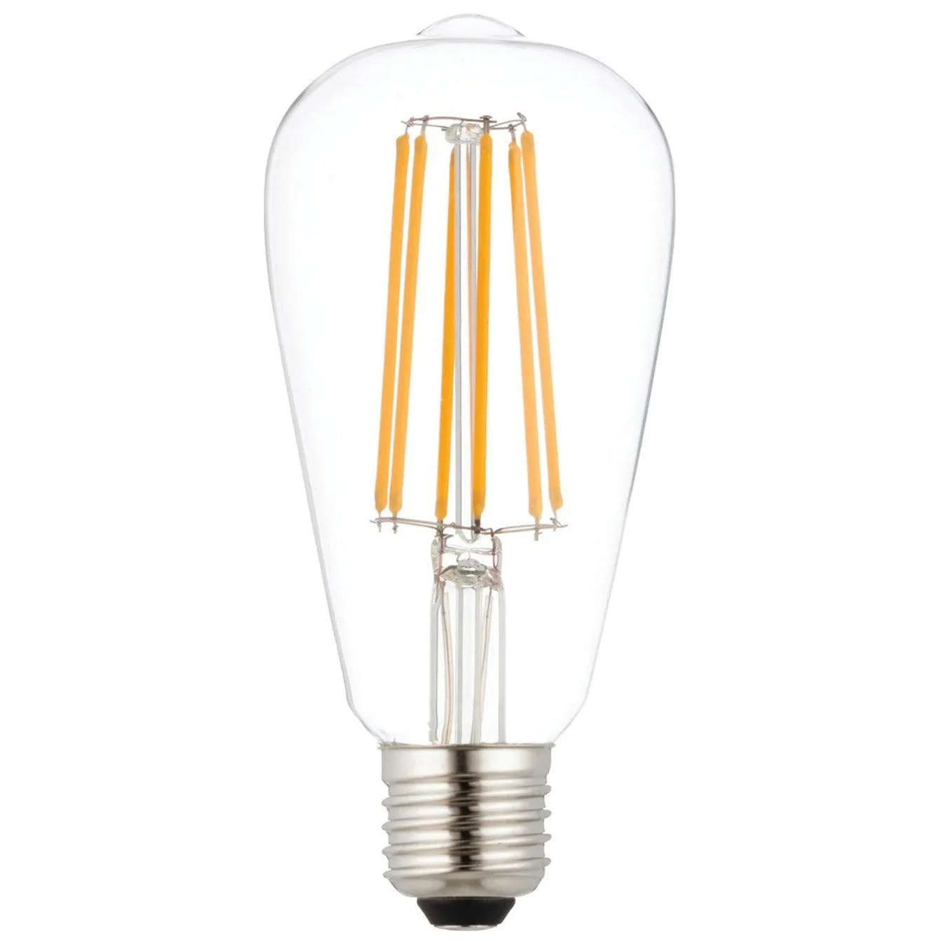 6 X E27 LED 6w Filament Clear Pear Shaped Dimmable Light Bulb
