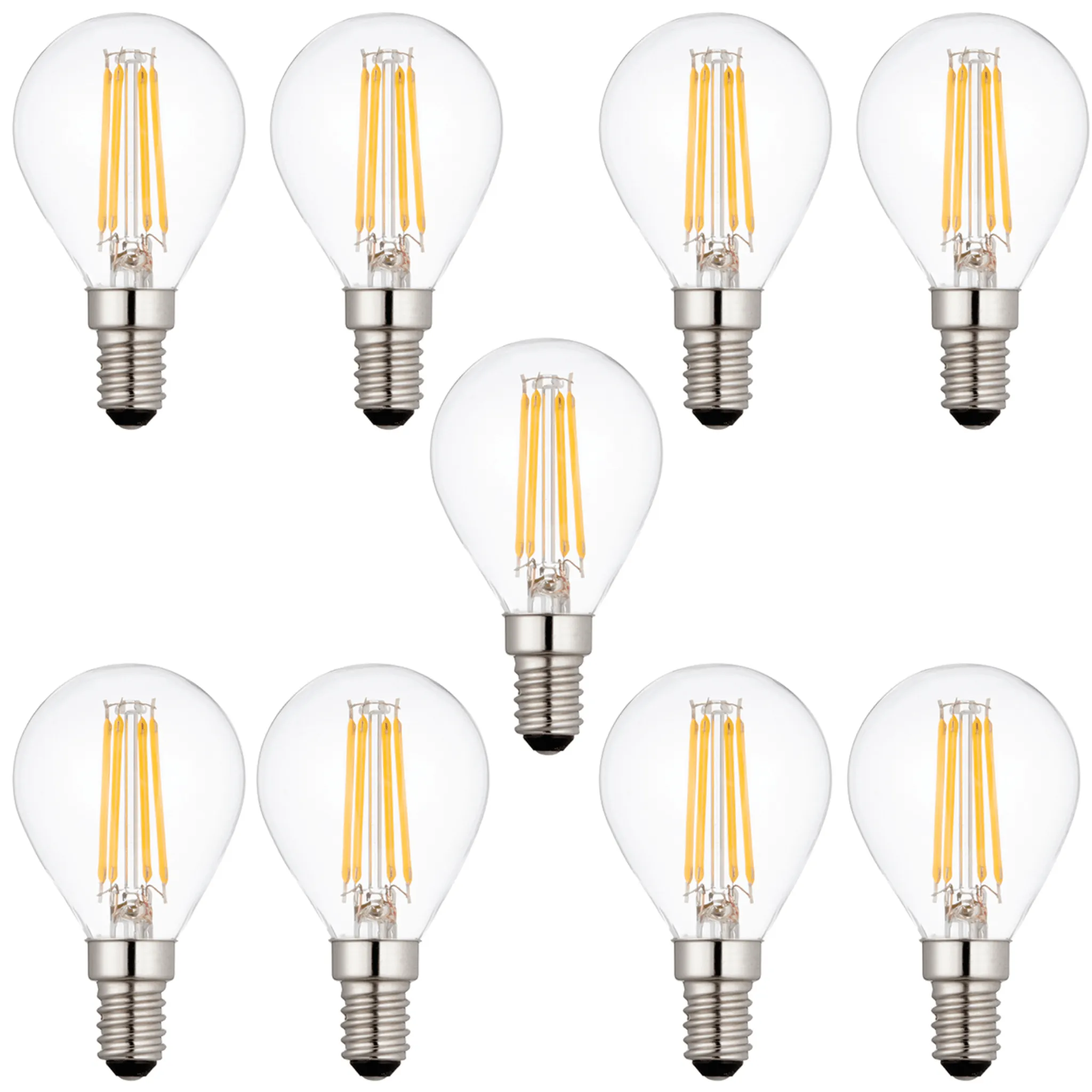 9 x E14 LED Filament Bulbs Dimmable 4W (40W Equivalent)
