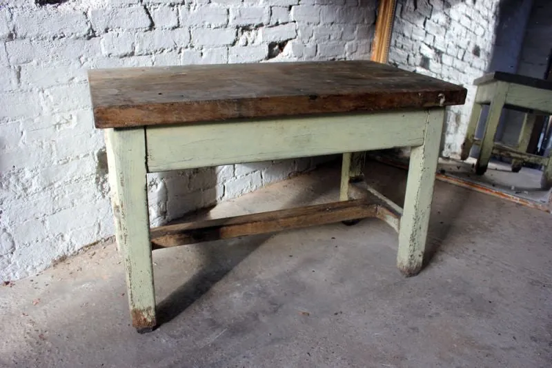 A Charming c.1900 Painted Oak Workbench