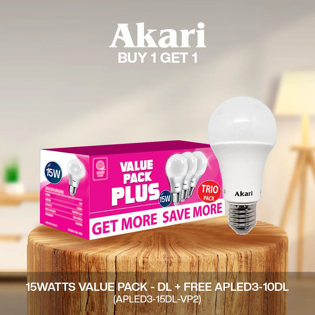 Akari B1G1:  LED Premiere Bulb 15Watts Value Pack - Daylight   FREE APLED3-15DL