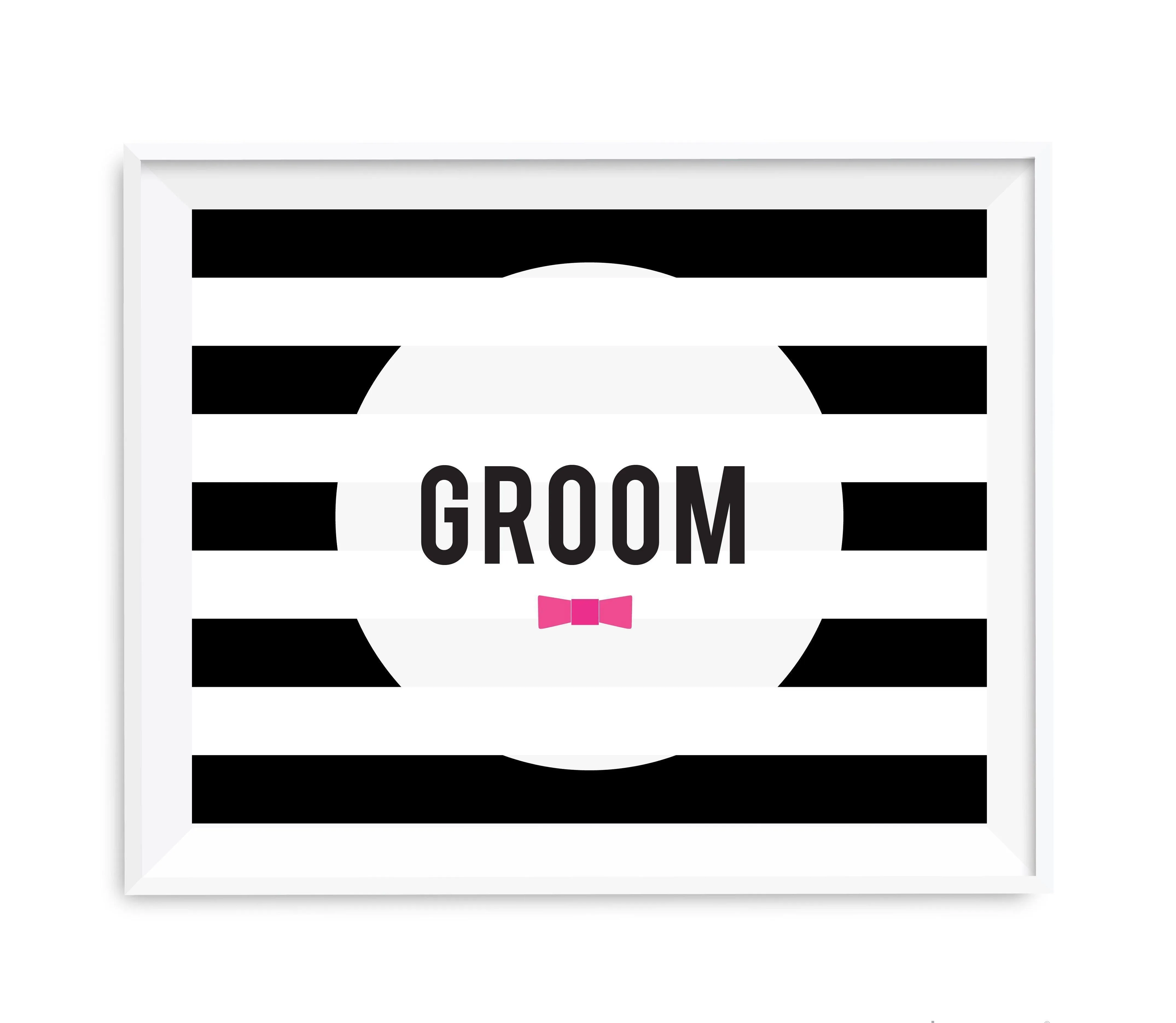 Andaz Press 8.5 x 11 Modern Black and White Stripes Wedding Party Signs
