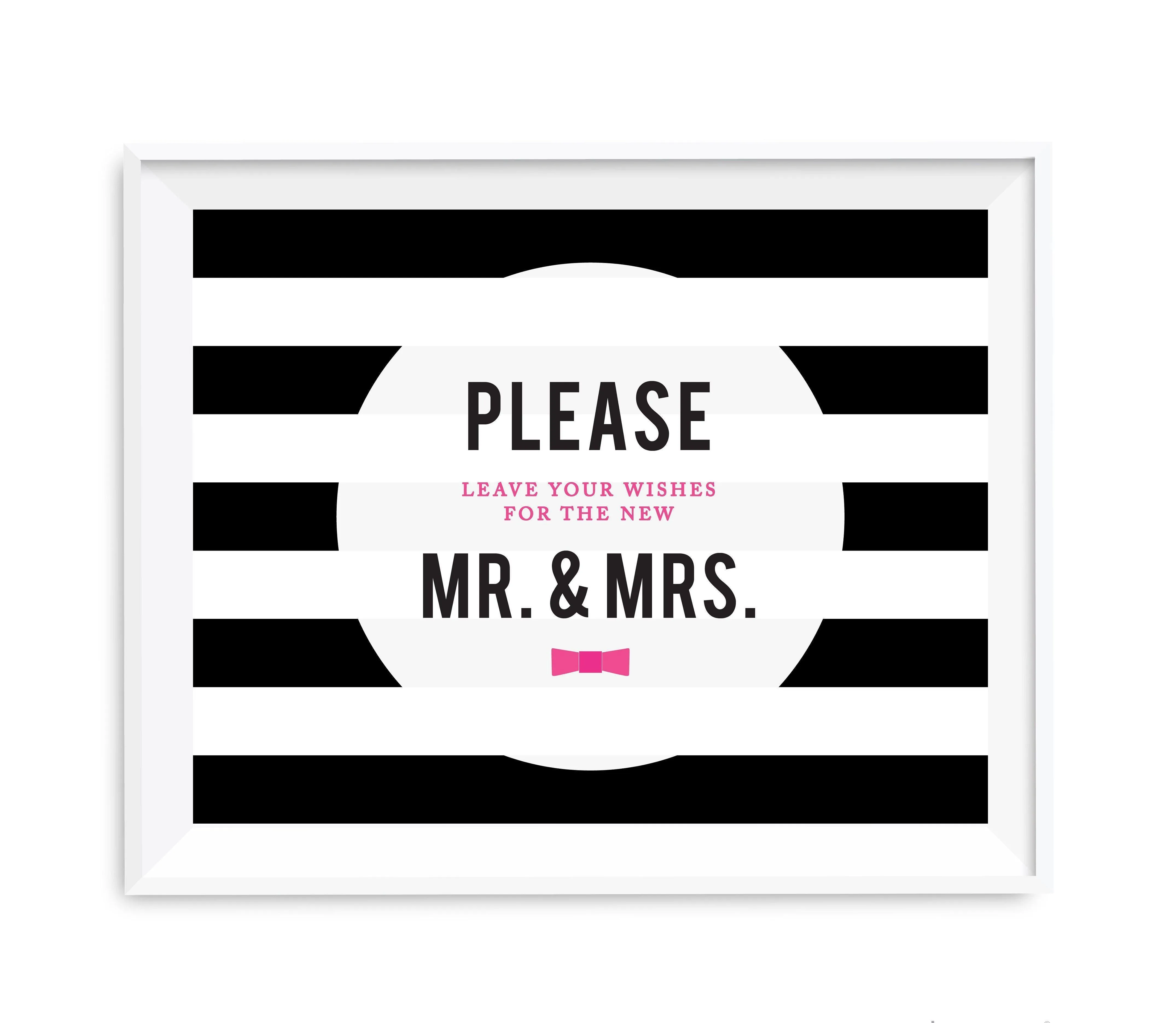 Andaz Press 8.5 x 11 Modern Black and White Stripes Wedding Party Signs