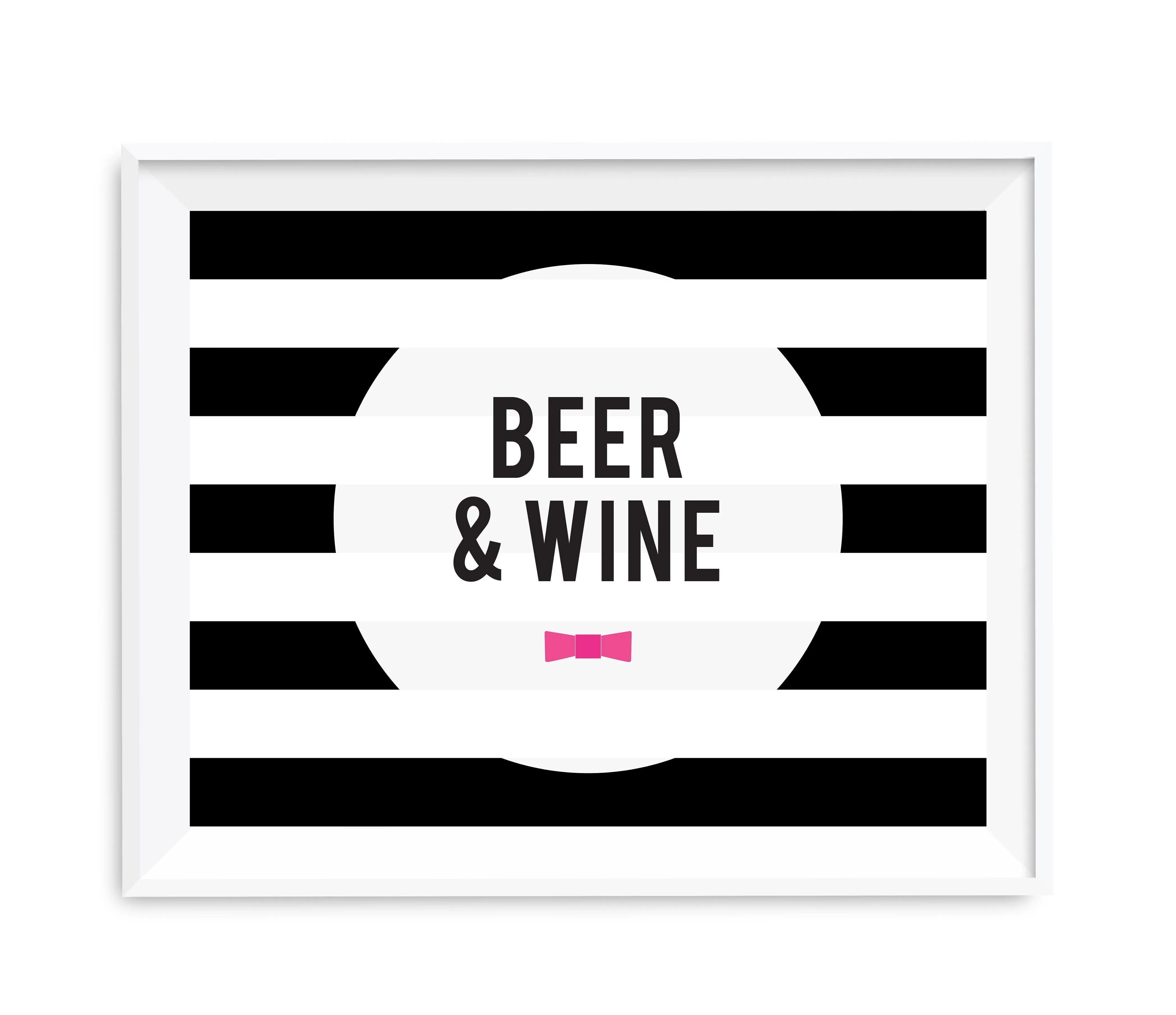 Andaz Press 8.5 x 11 Modern Black and White Stripes Wedding Party Signs