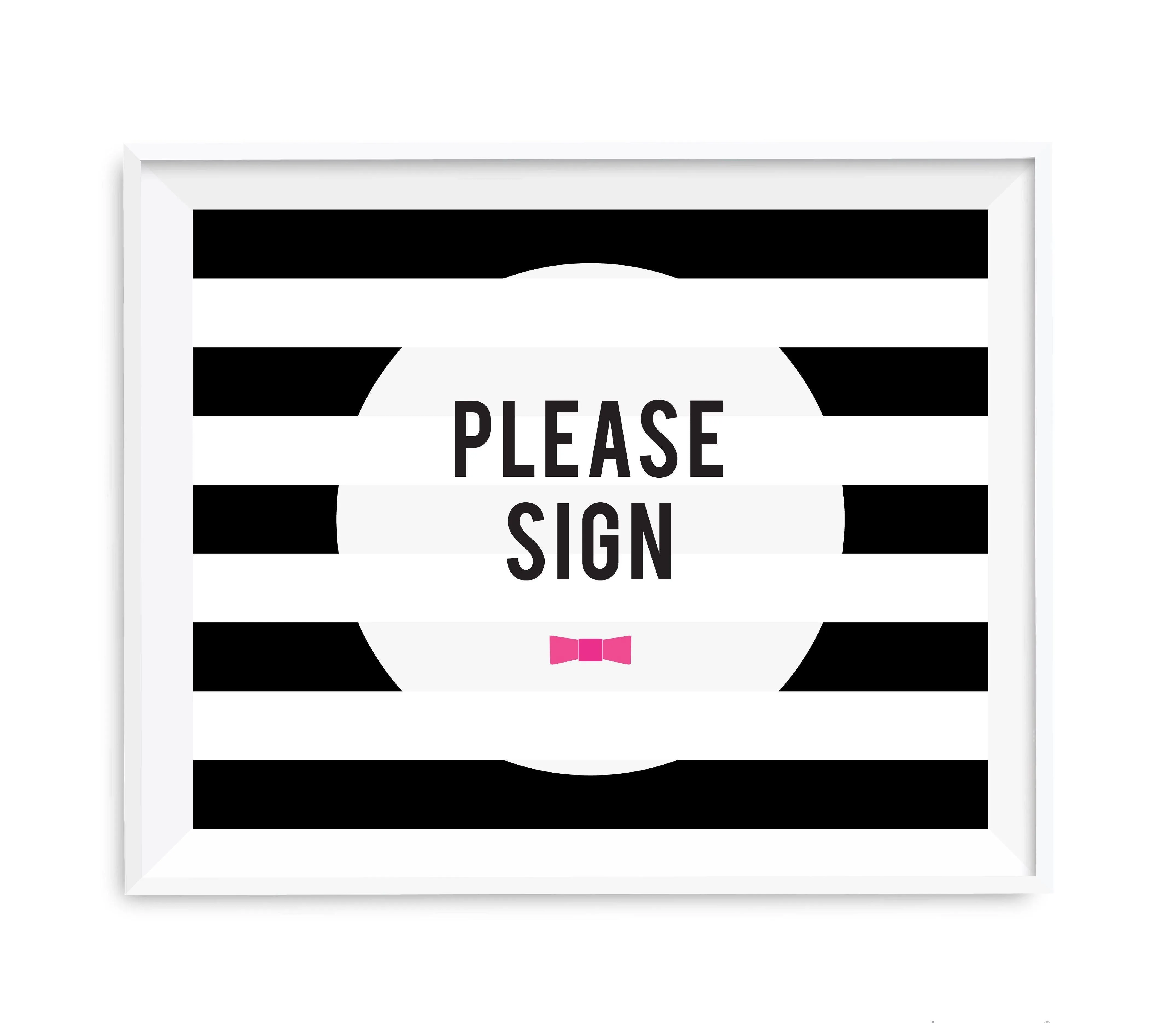 Andaz Press 8.5 x 11 Modern Black and White Stripes Wedding Party Signs