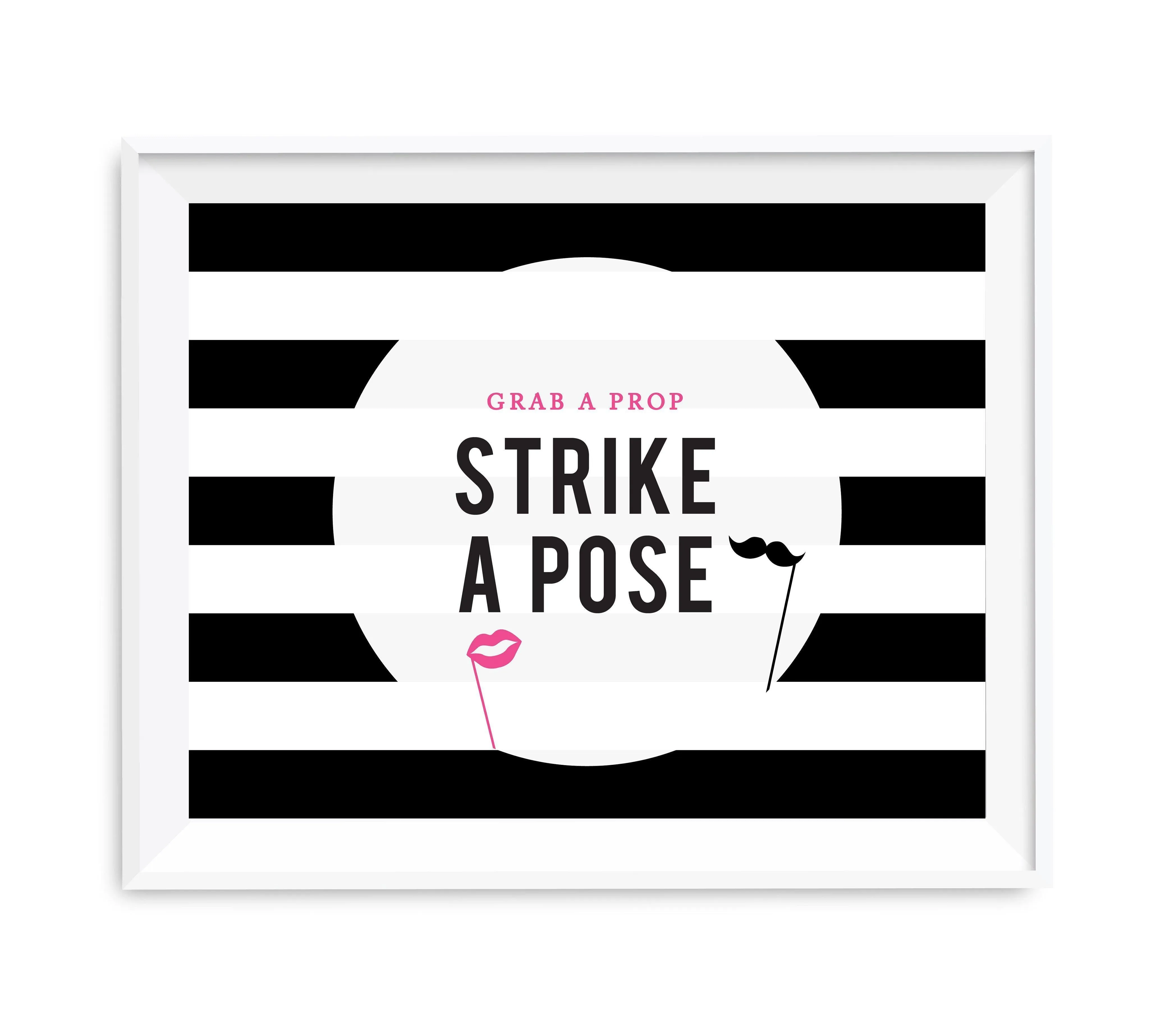 Andaz Press 8.5 x 11 Modern Black and White Stripes Wedding Party Signs