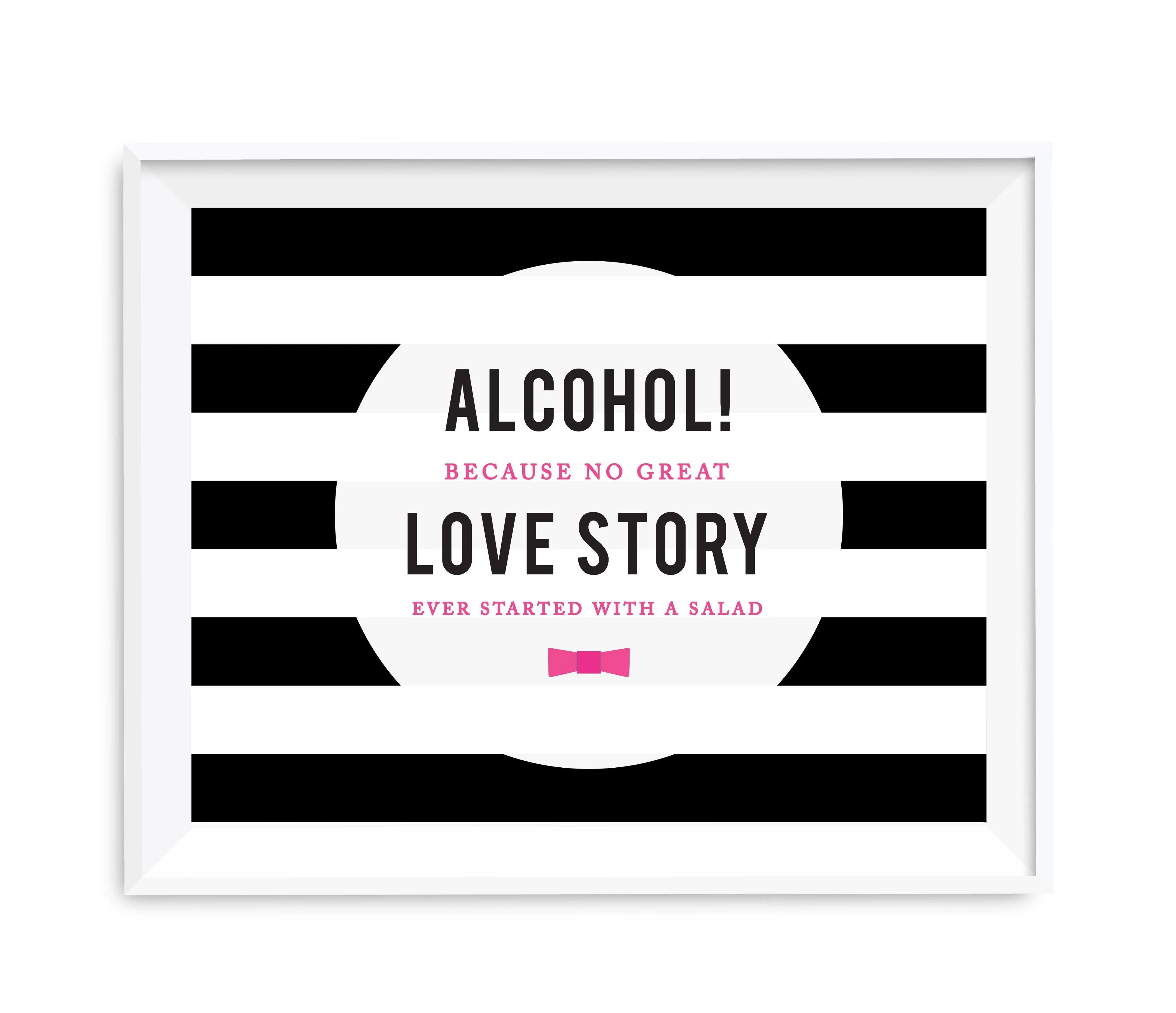 Andaz Press 8.5 x 11 Modern Black and White Stripes Wedding Party Signs
