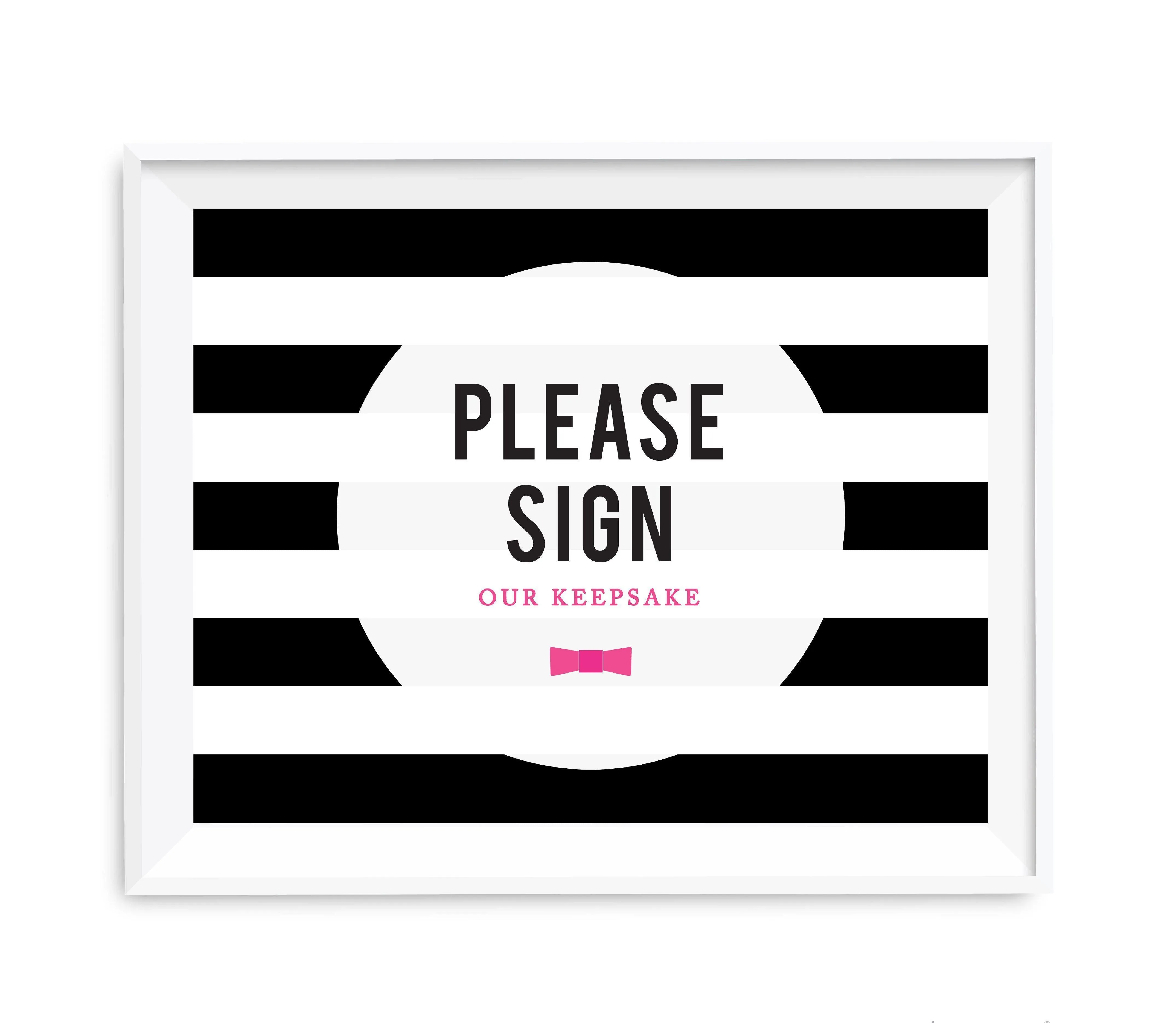 Andaz Press 8.5 x 11 Modern Black and White Stripes Wedding Party Signs