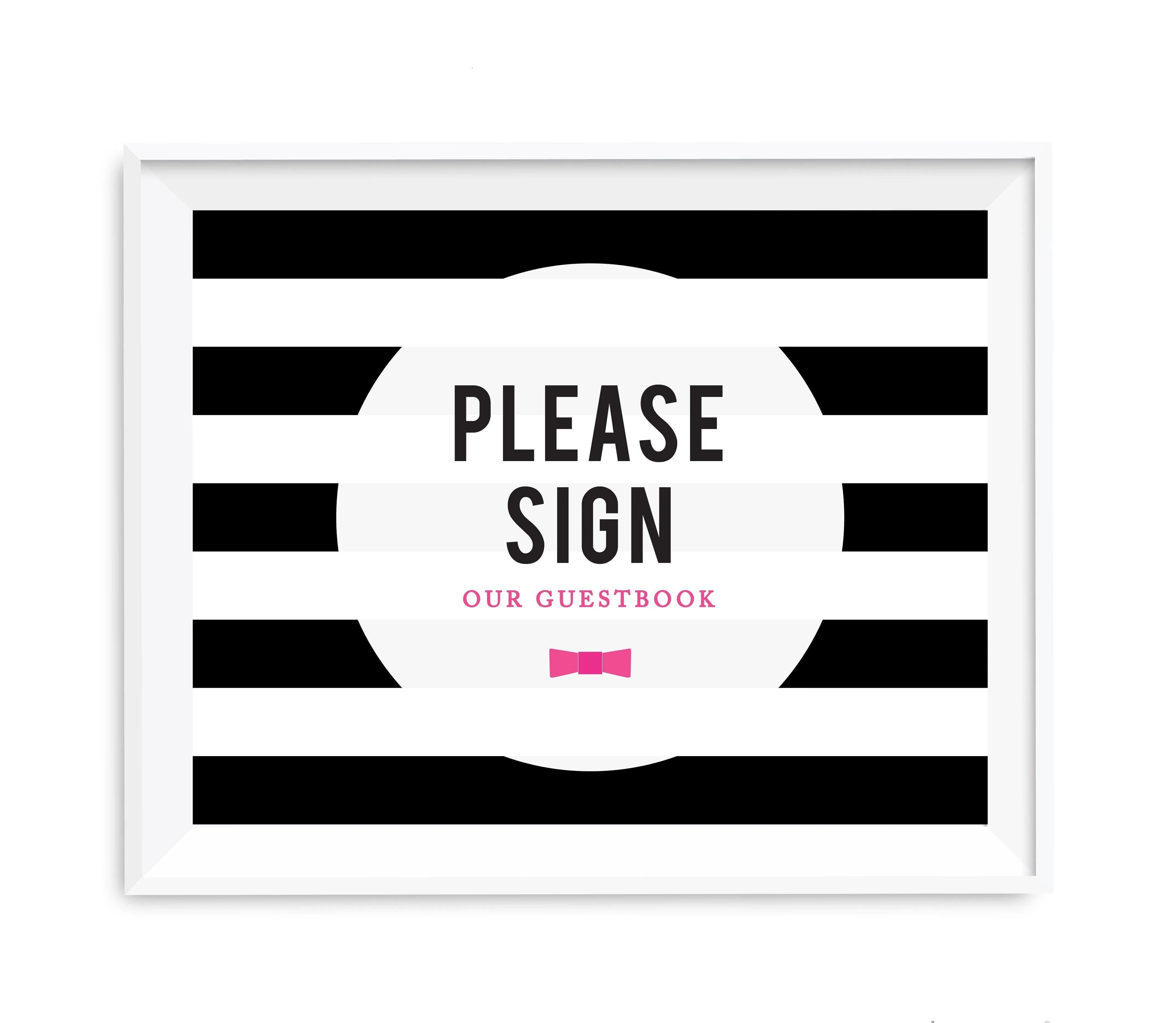 Andaz Press 8.5 x 11 Modern Black and White Stripes Wedding Party Signs