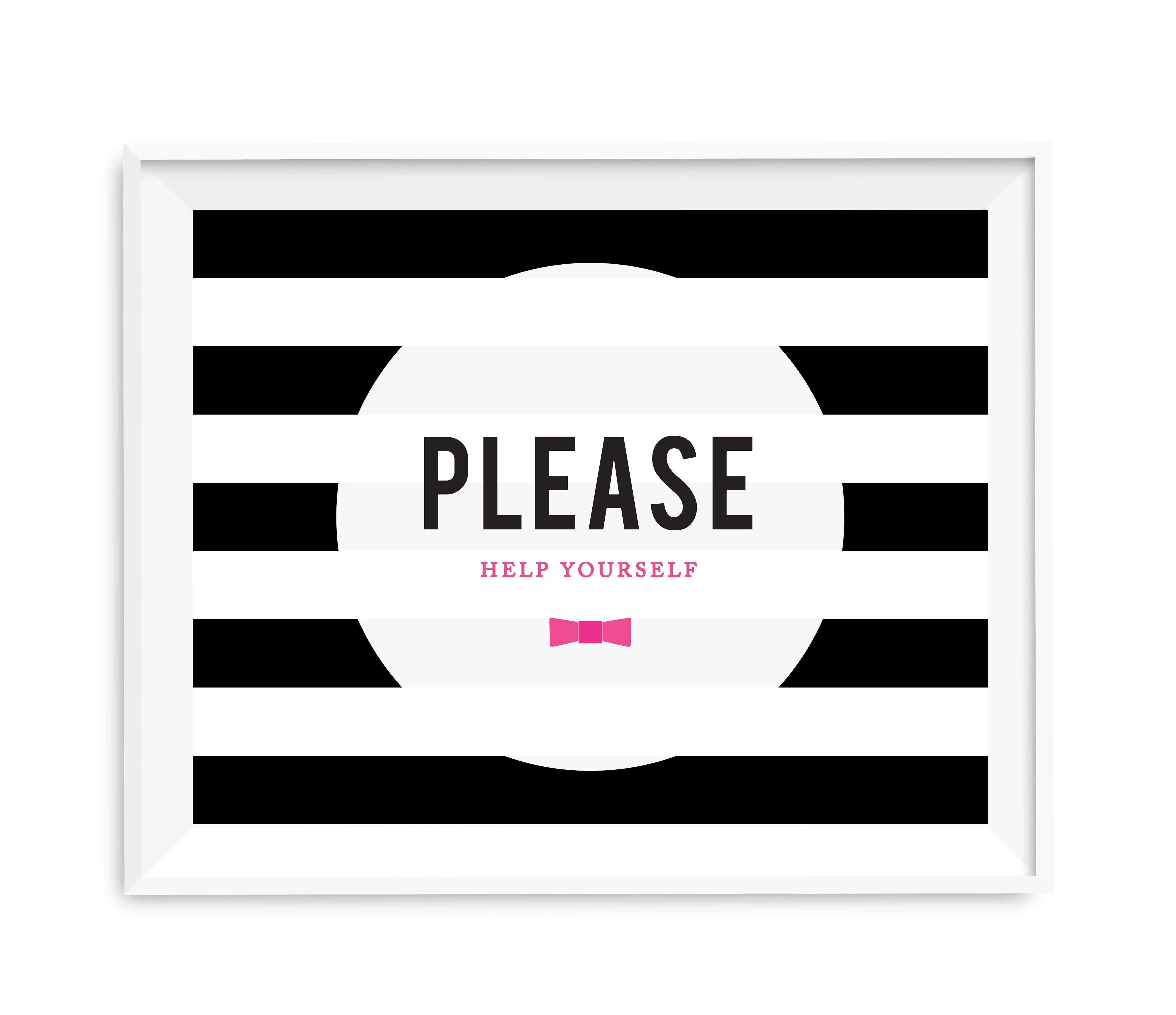 Andaz Press 8.5 x 11 Modern Black and White Stripes Wedding Party Signs