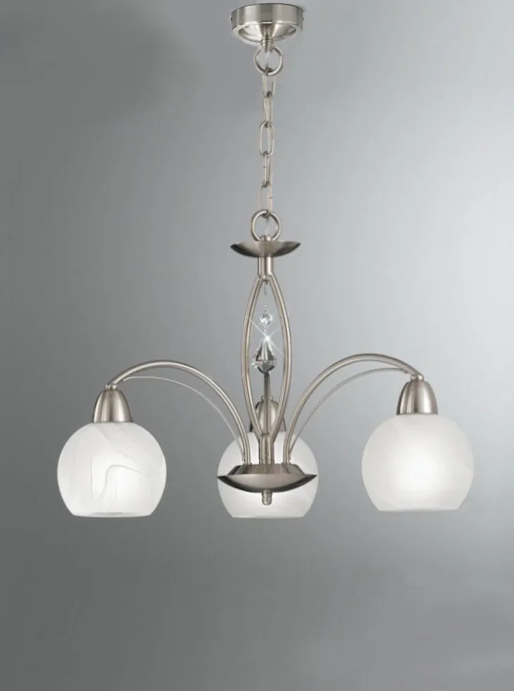Athena 3/5Lt Chandelier/Flush Light - Satin Nickel/Bronze Finish