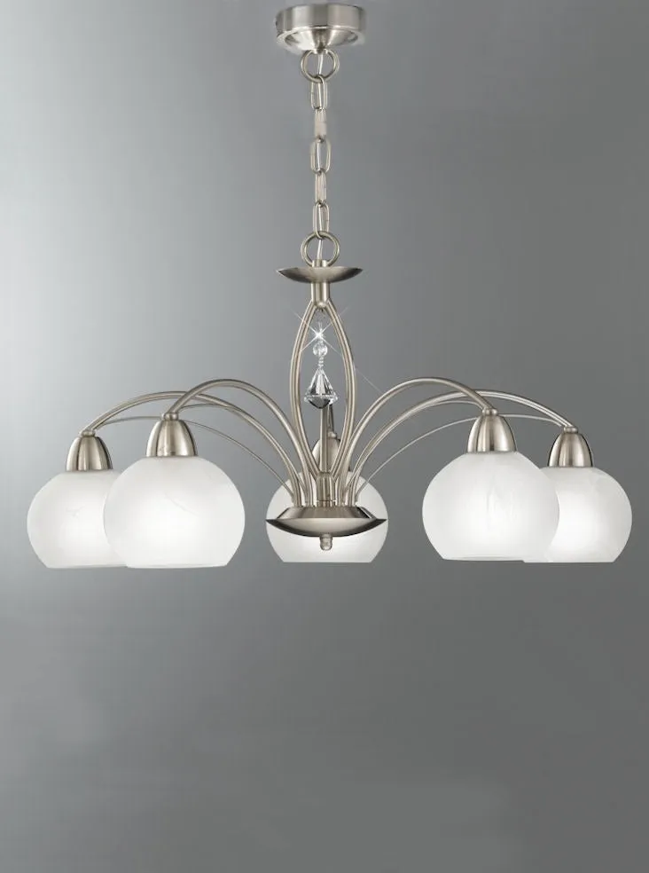 Athena 3/5Lt Chandelier/Flush Light - Satin Nickel/Bronze Finish