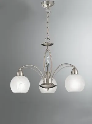 Athena 3/5Lt Chandelier/Flush Light - Satin Nickel/Bronze Finish