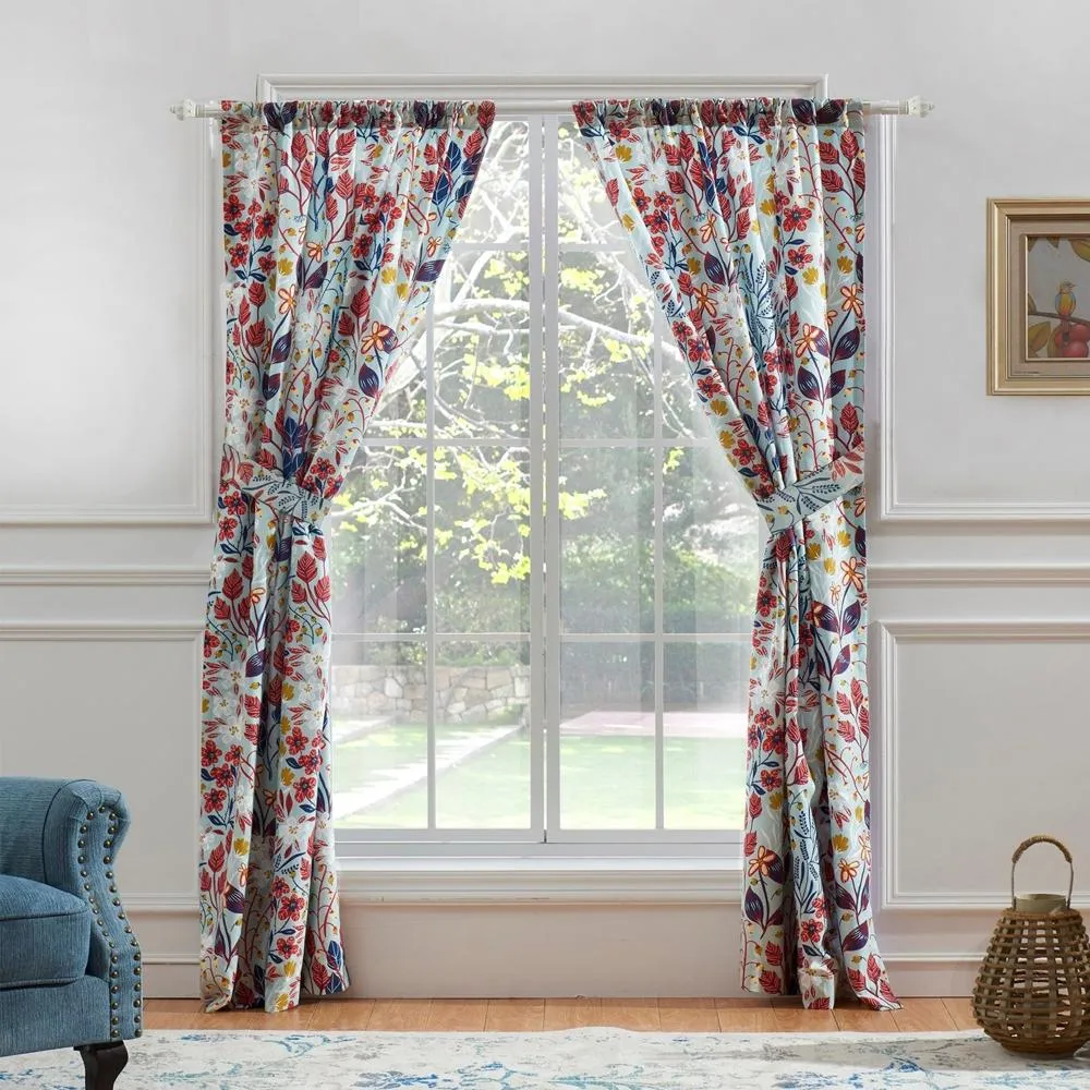 Barefoot Bungalow Perry Window Panel And Tie Backs With 3" Rod Pocket - 42X84", Multicolor