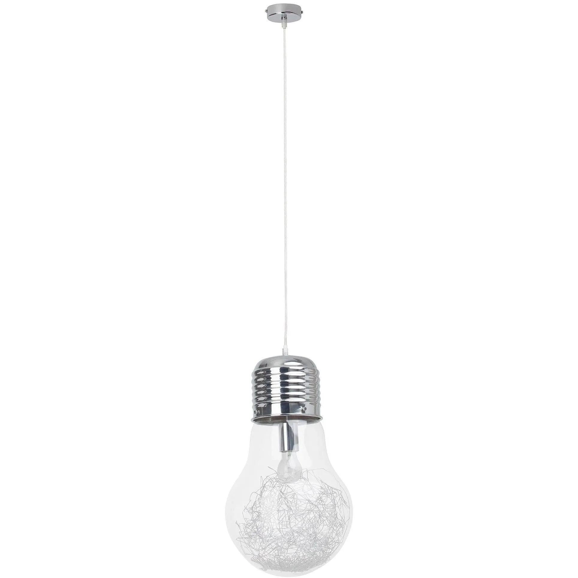 Brilliant 1 Light 60W Bulb Pendant Light - Chrome & Transparent | 93429/15