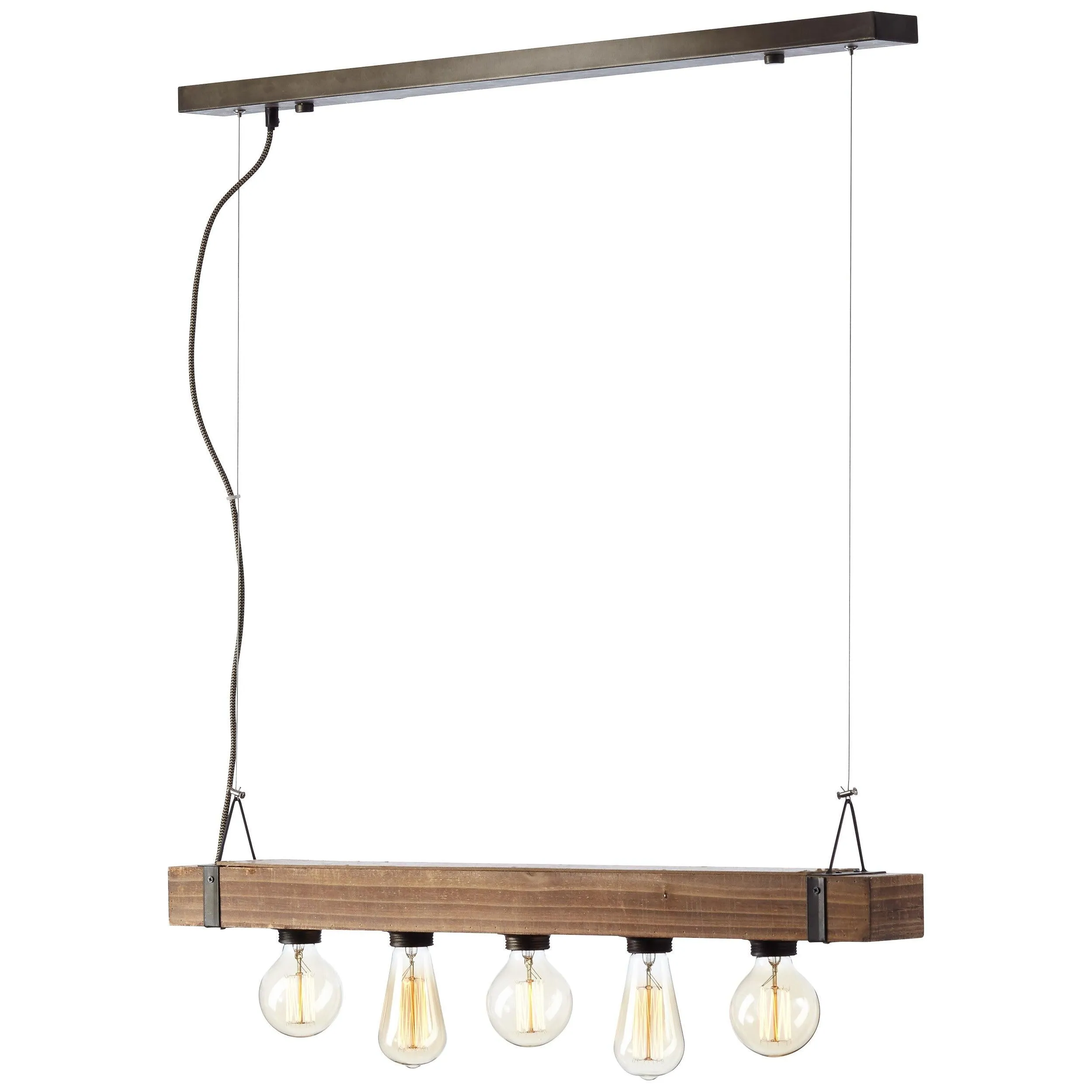 Brilliant 5 Light 150W Woodhill Pendant Light - Antique & Black | 93725/76