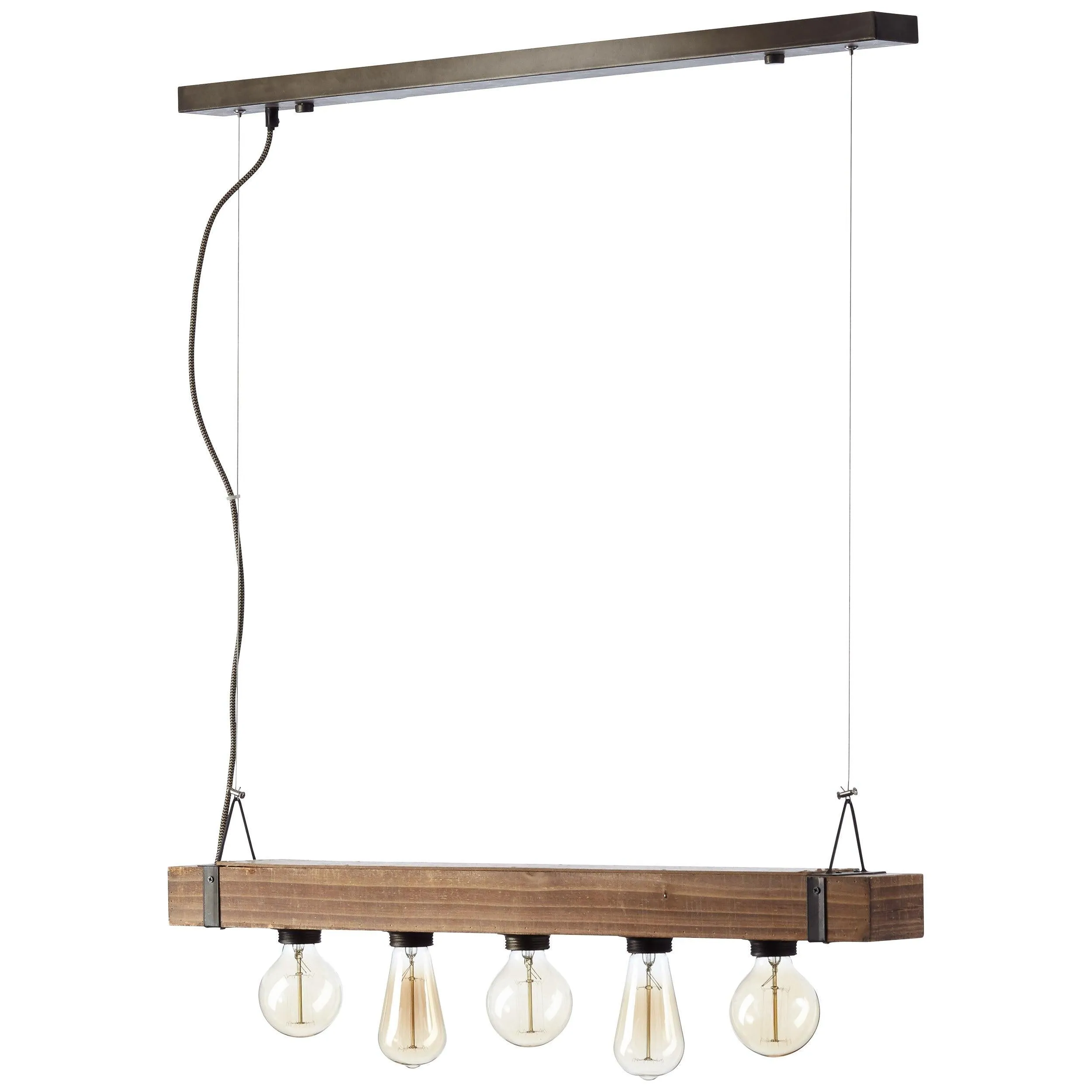 Brilliant 5 Light 150W Woodhill Pendant Light - Antique & Black | 93725/76