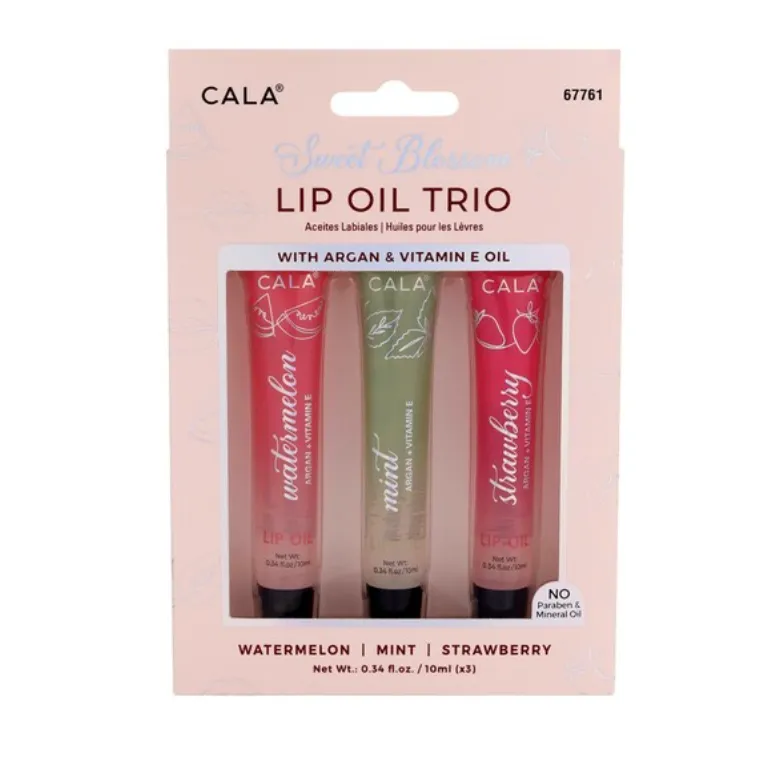 CALA LIP OIL TRIO WATERMELON STRAWBERRY JOJOBA ARAGAN MINT