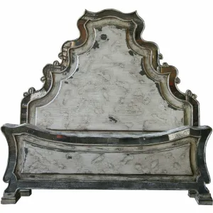 Casa Bonita Hand-Painted Carved Wood and Antiqued Mirror Sophie King Size Bed