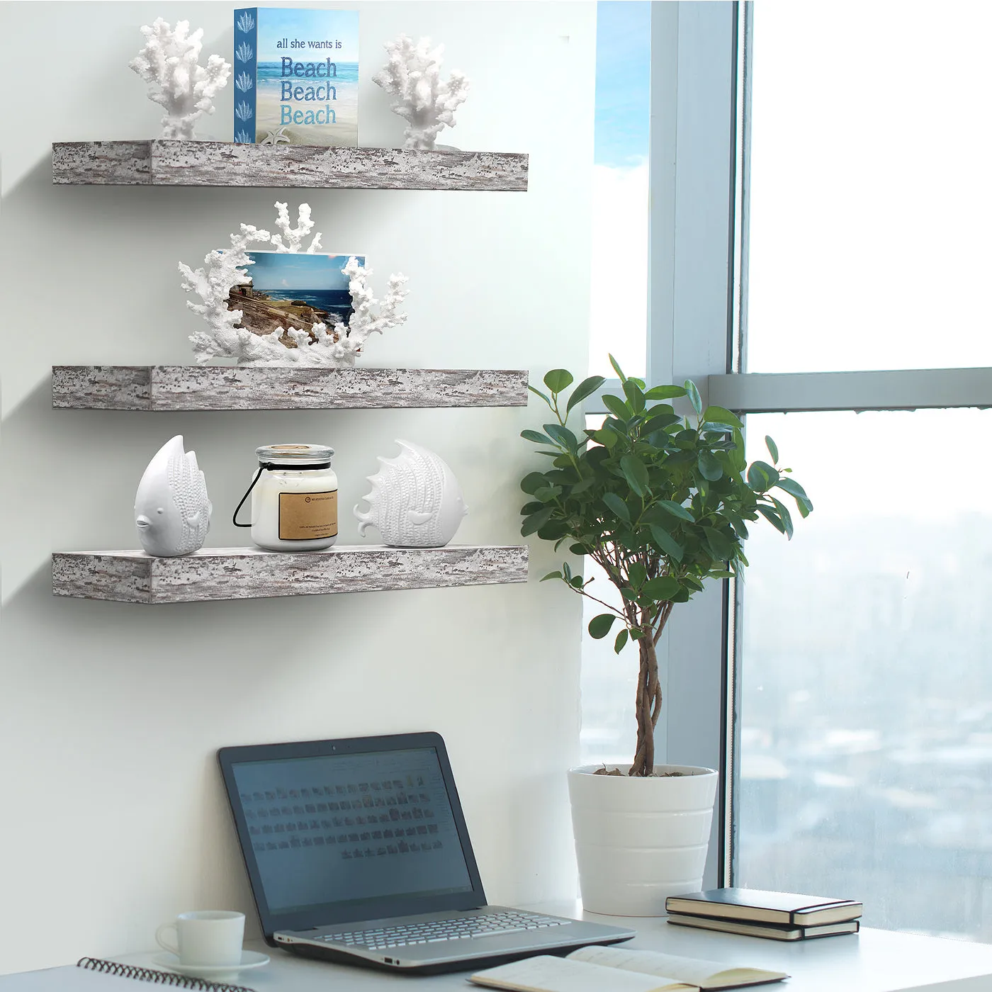 Coastal Rectangle Floating Shelves (3 Pack)