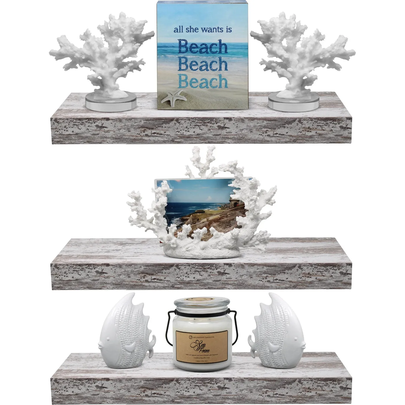 Coastal Rectangle Floating Shelves (3 Pack)