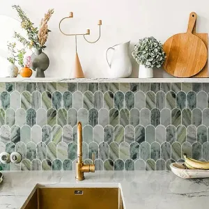 Custom Marble Mosaic Wall Tile Feather Brick