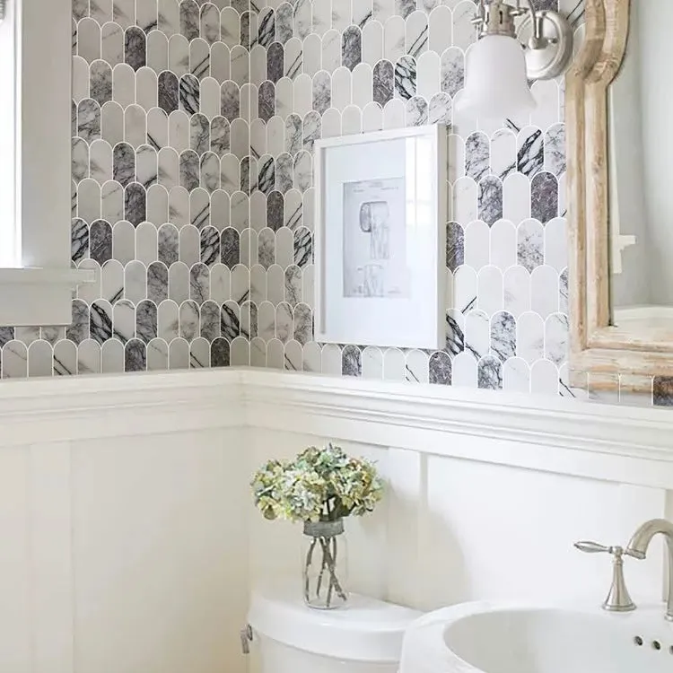 Custom Marble Mosaic Wall Tile Feather Brick
