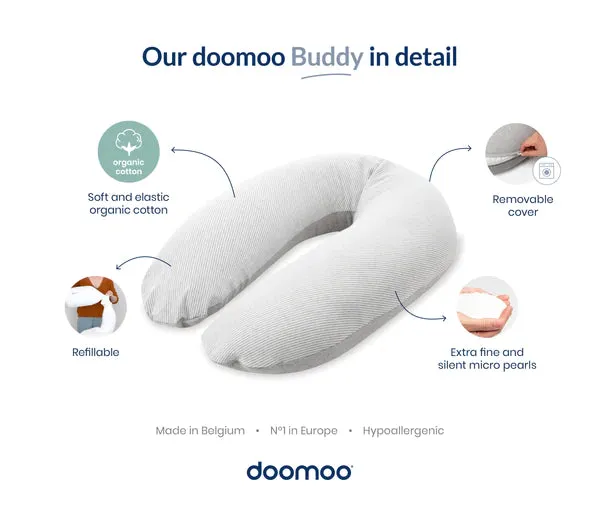 Doomoo Buddy Large Maternity Pillow, Classic Grey