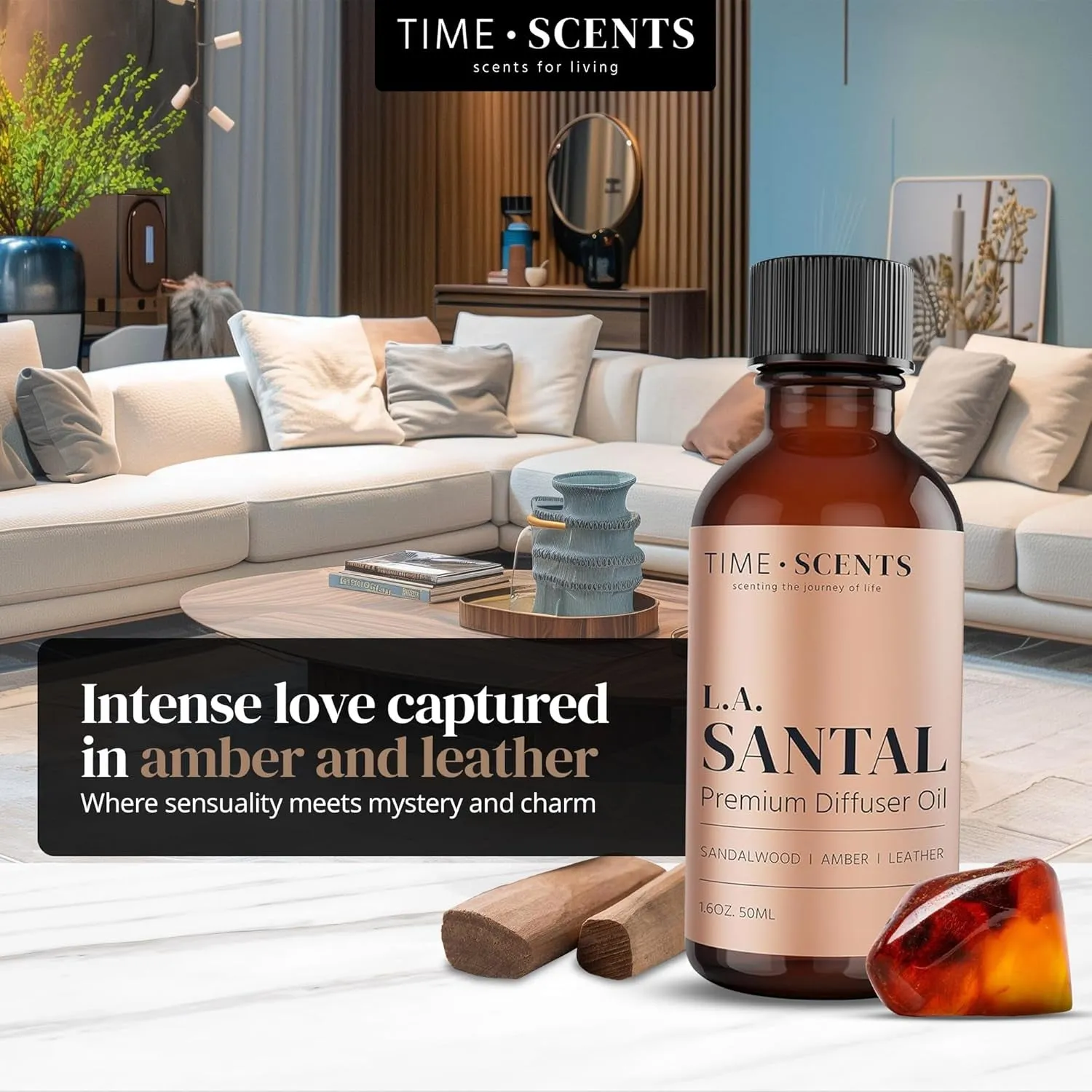 Essential Oil Blend Diffuser Oil – Santal Essential Oil, Hotel Inspired Home Fragrance Oil for Diffuser, Aromatherapy Oils for Aroma Diffuser for Home, Leather, Amber, Sandalwood Essential Oils 1.6 Oz