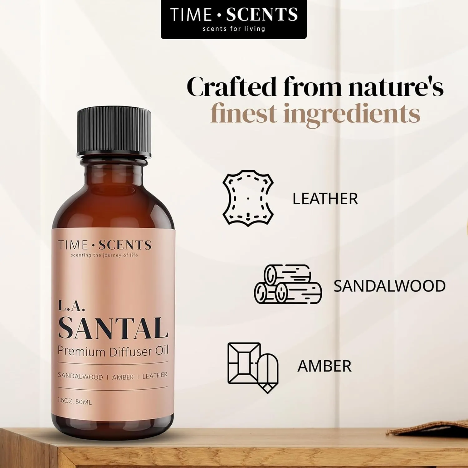 Essential Oil Blend Diffuser Oil – Santal Essential Oil, Hotel Inspired Home Fragrance Oil for Diffuser, Aromatherapy Oils for Aroma Diffuser for Home, Leather, Amber, Sandalwood Essential Oils 1.6 Oz