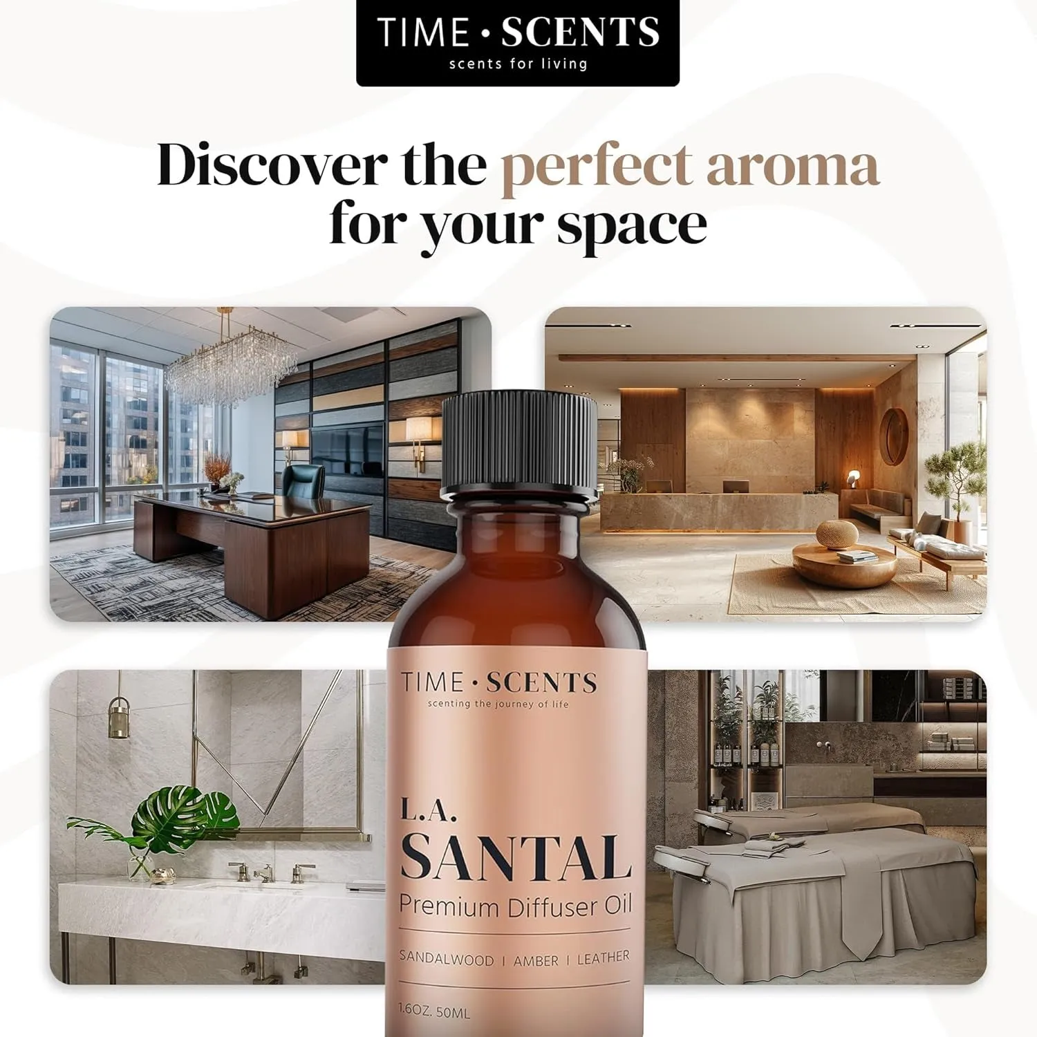 Essential Oil Blend Diffuser Oil – Santal Essential Oil, Hotel Inspired Home Fragrance Oil for Diffuser, Aromatherapy Oils for Aroma Diffuser for Home, Leather, Amber, Sandalwood Essential Oils 1.6 Oz
