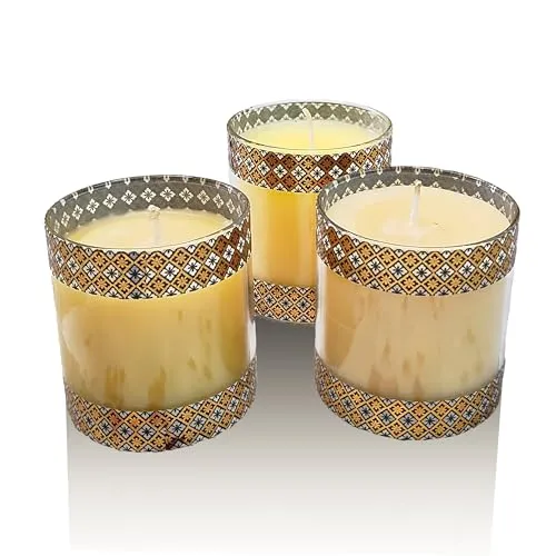 Eveis | Candles Pillar Pure Handmade Organic Naturally Scented 5 Hours Burn || Set of 3