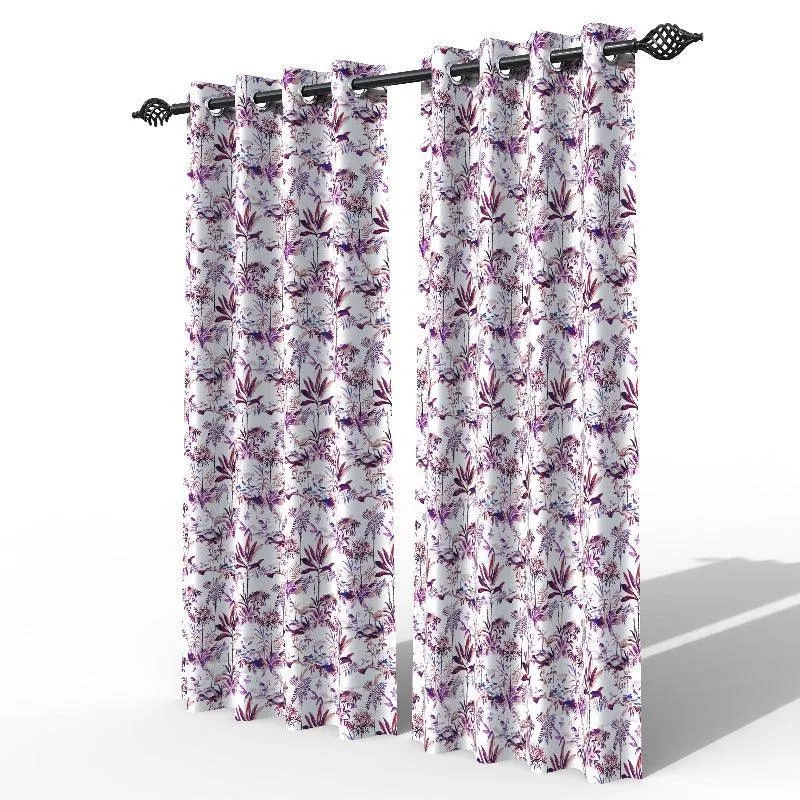 Fabrahome Light Filtering 10 Ft Rectangular Holland Fabric Curtain ( Purple )