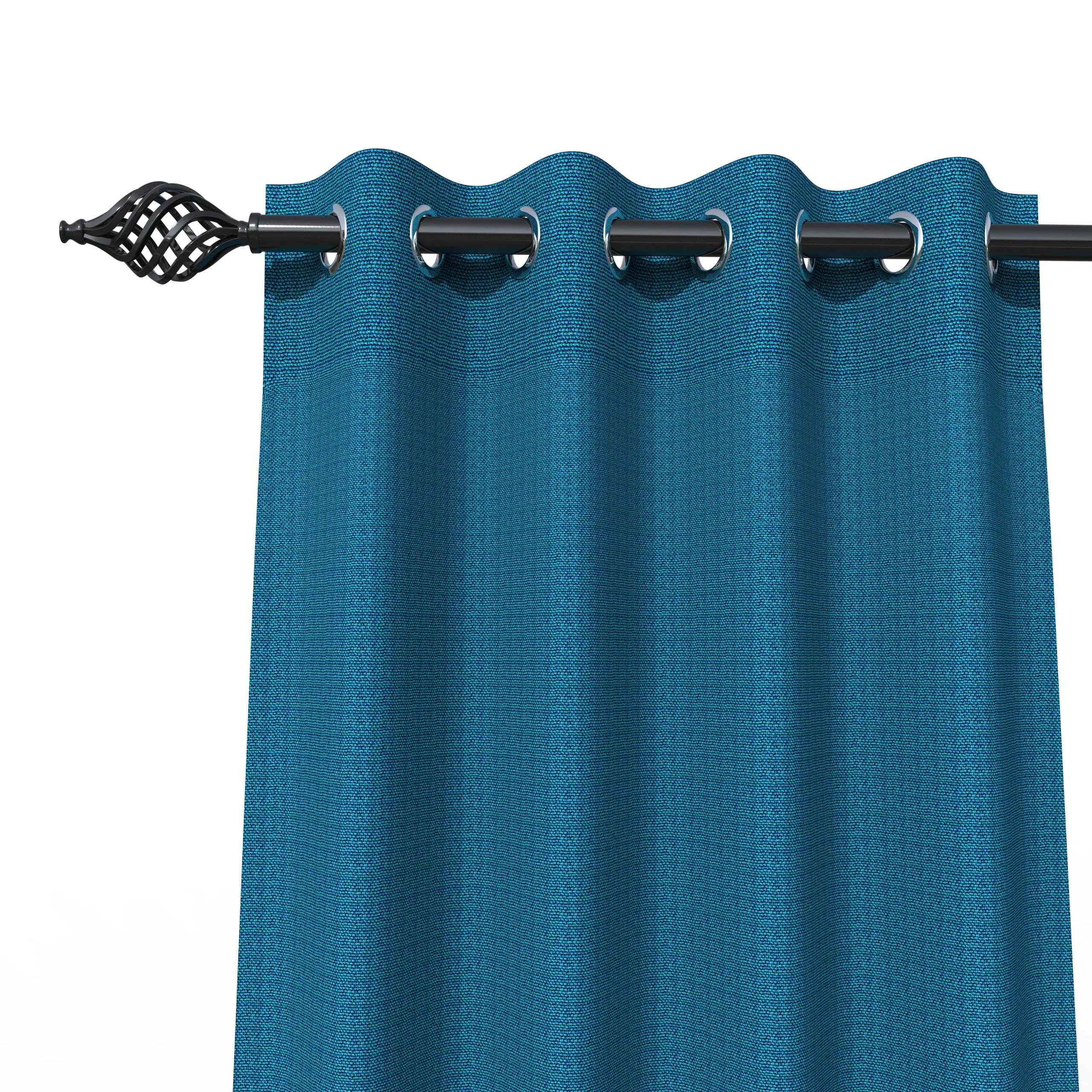 Fabrahome Light Filtering 4.5 Ft Jute Fabric Window Curtain ( Blue )