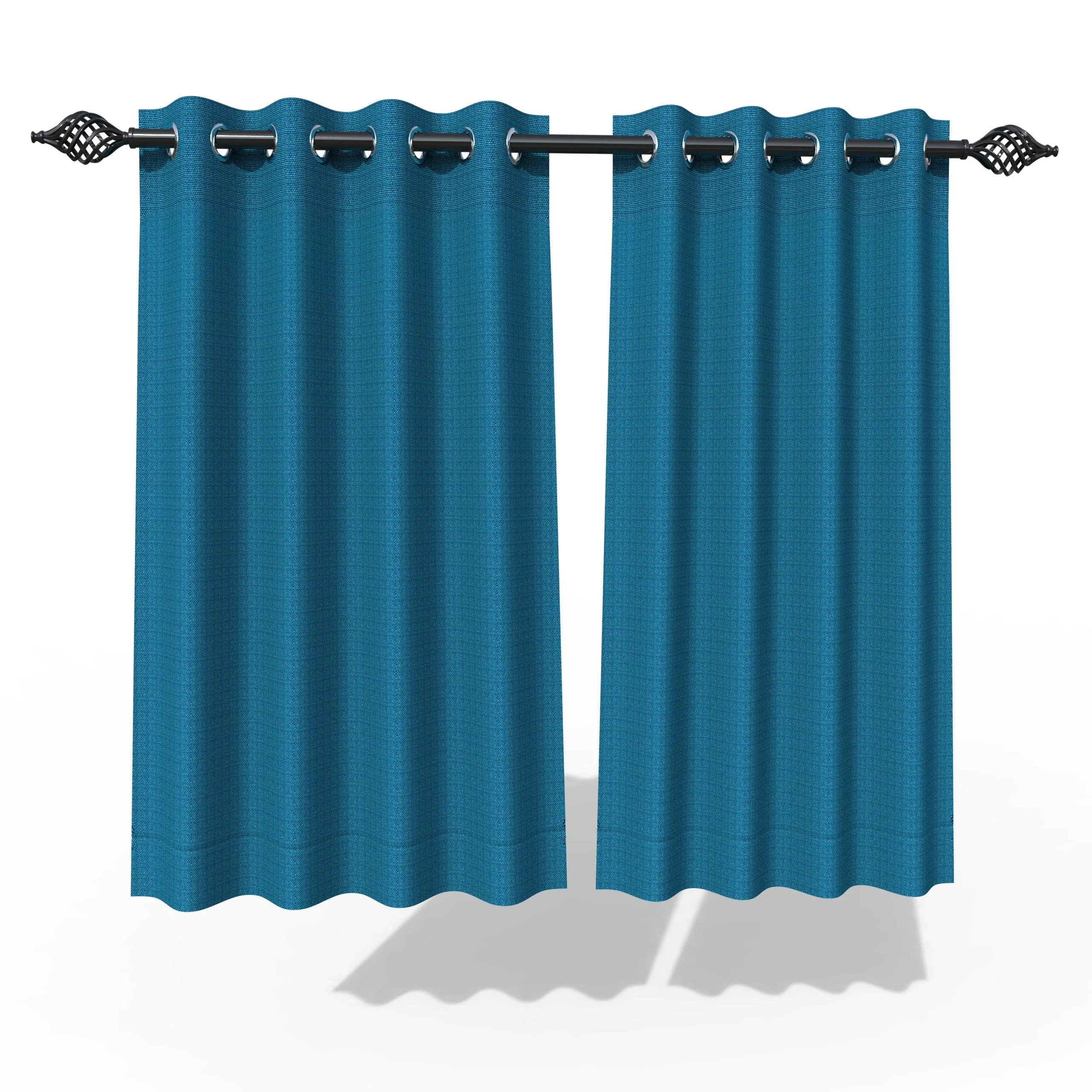 Fabrahome Light Filtering 4.5 Ft Jute Fabric Window Curtain ( Blue )