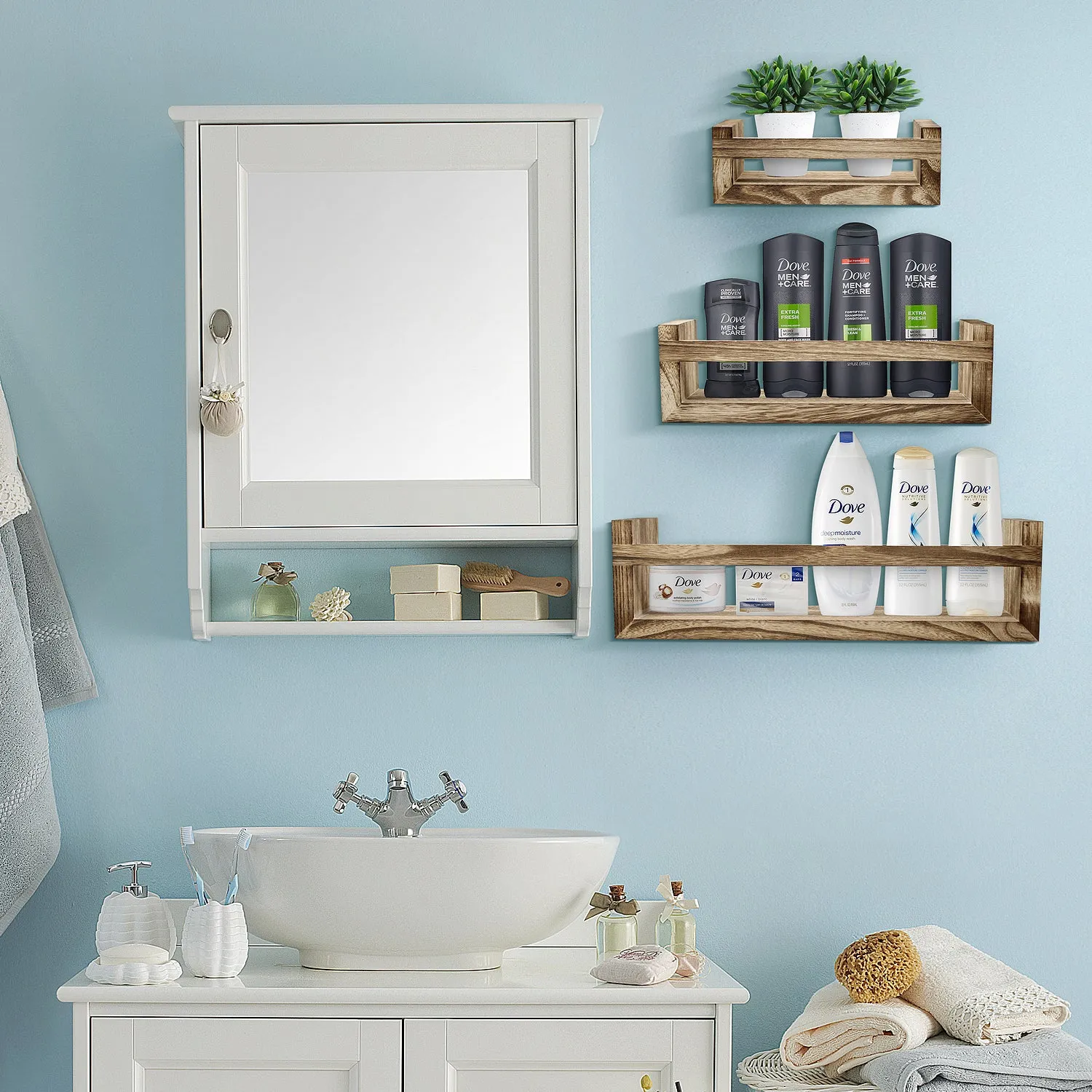 Farmhouse Floating Ledge Shelves (Set of 3)