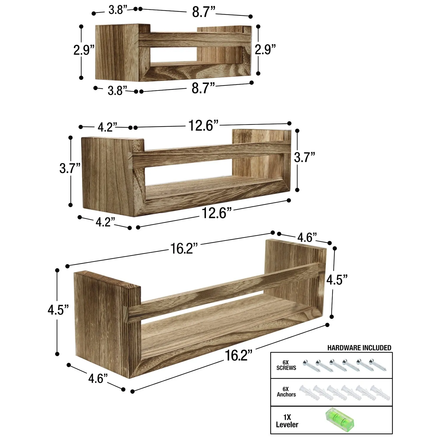Farmhouse Floating Ledge Shelves (Set of 3)
