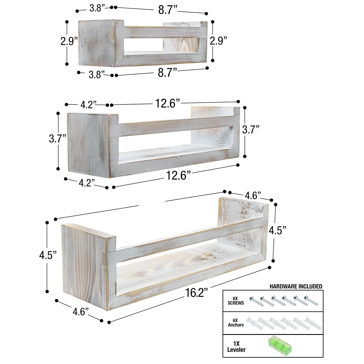 Farmhouse Floating Ledge Shelves (Set of 3)