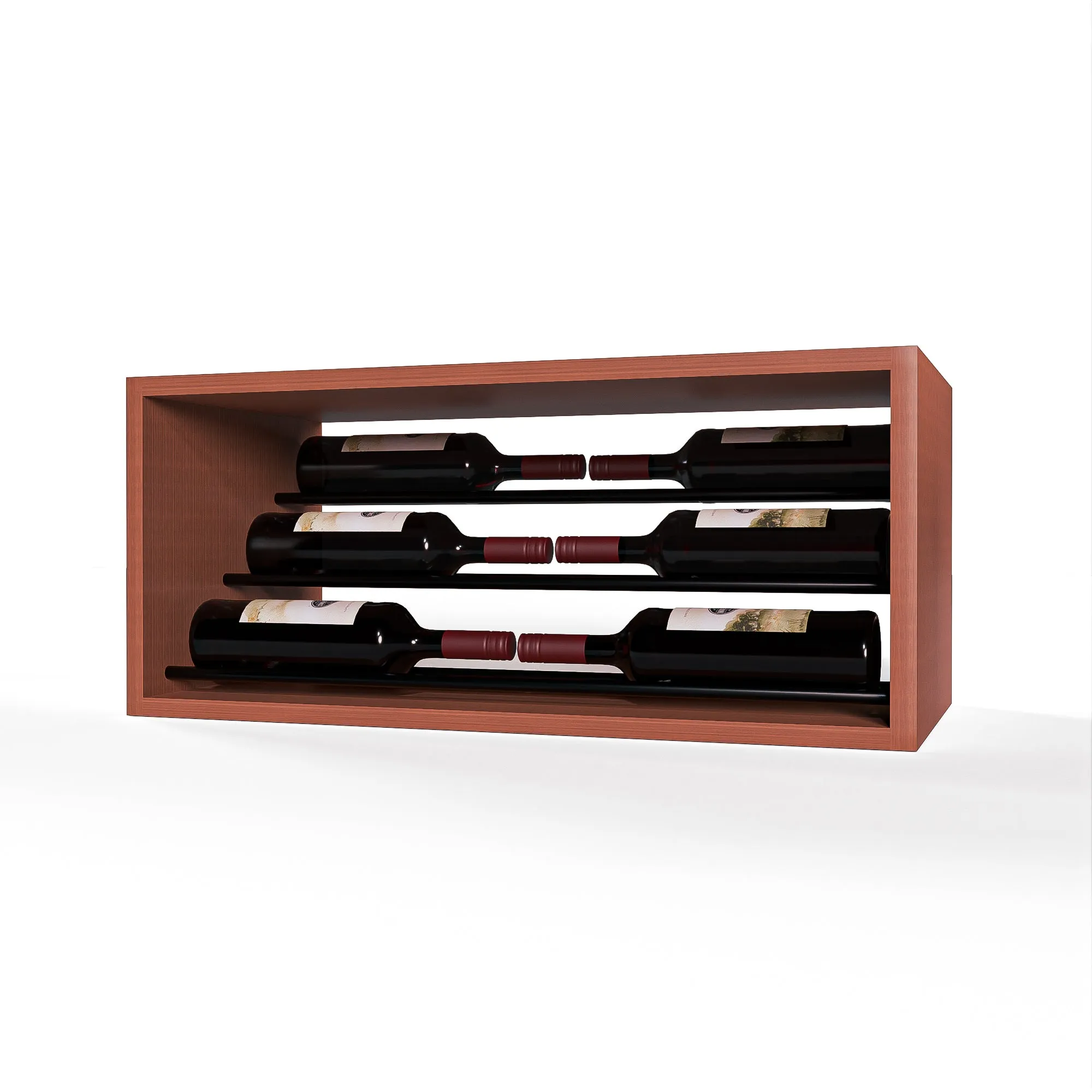 GrandCellar™ - 6 Column Waterfall Label-Forward Wine Display - 12" - Black Metal Rods