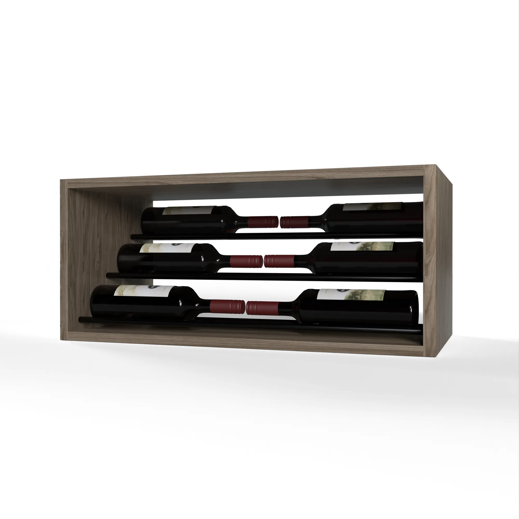 GrandCellar™ - 6 Column Waterfall Label-Forward Wine Display - 12" - Black Metal Rods