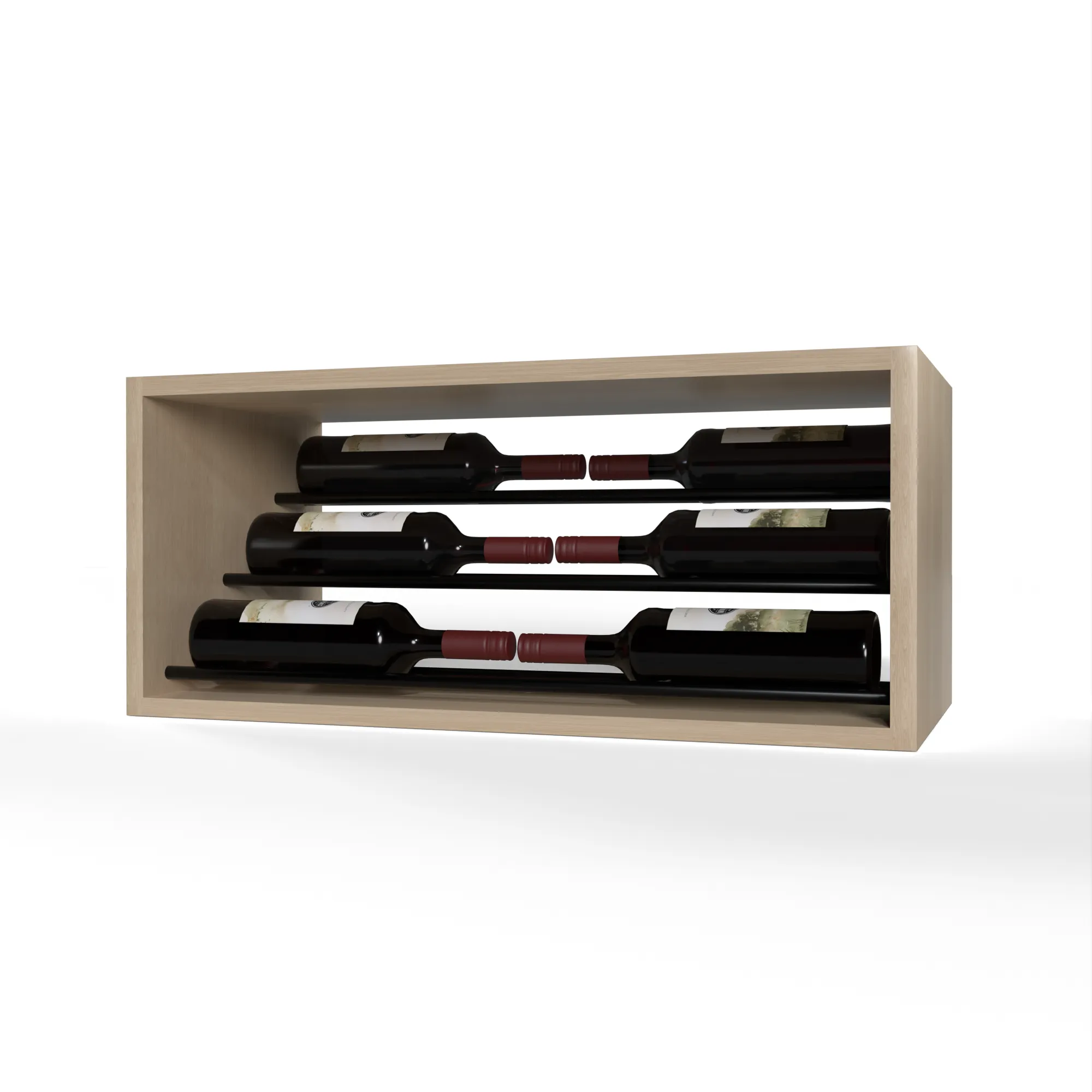 GrandCellar™ - 6 Column Waterfall Label-Forward Wine Display - 12" - Black Metal Rods