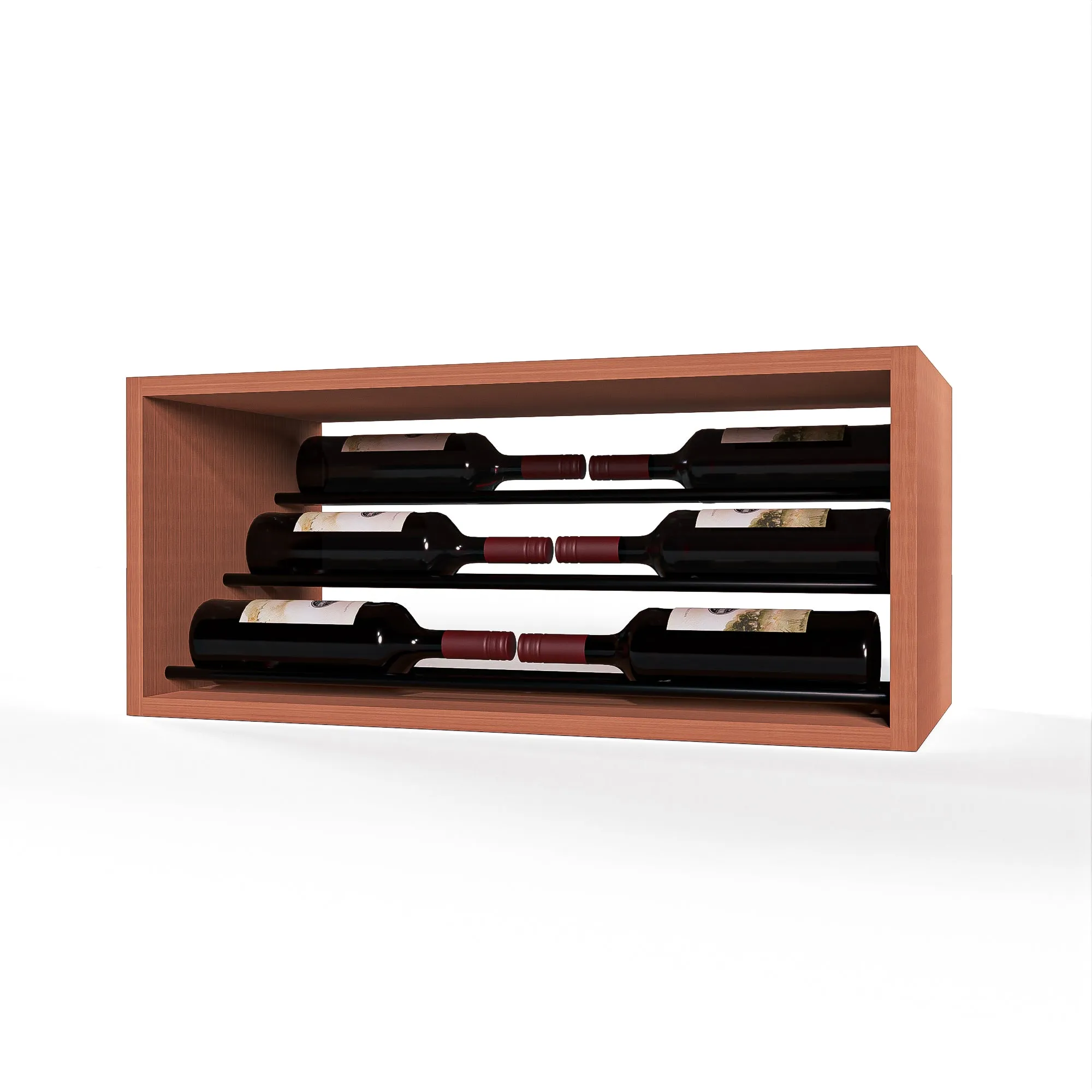 GrandCellar™ - 6 Column Waterfall Label-Forward Wine Display - 12" - Black Metal Rods