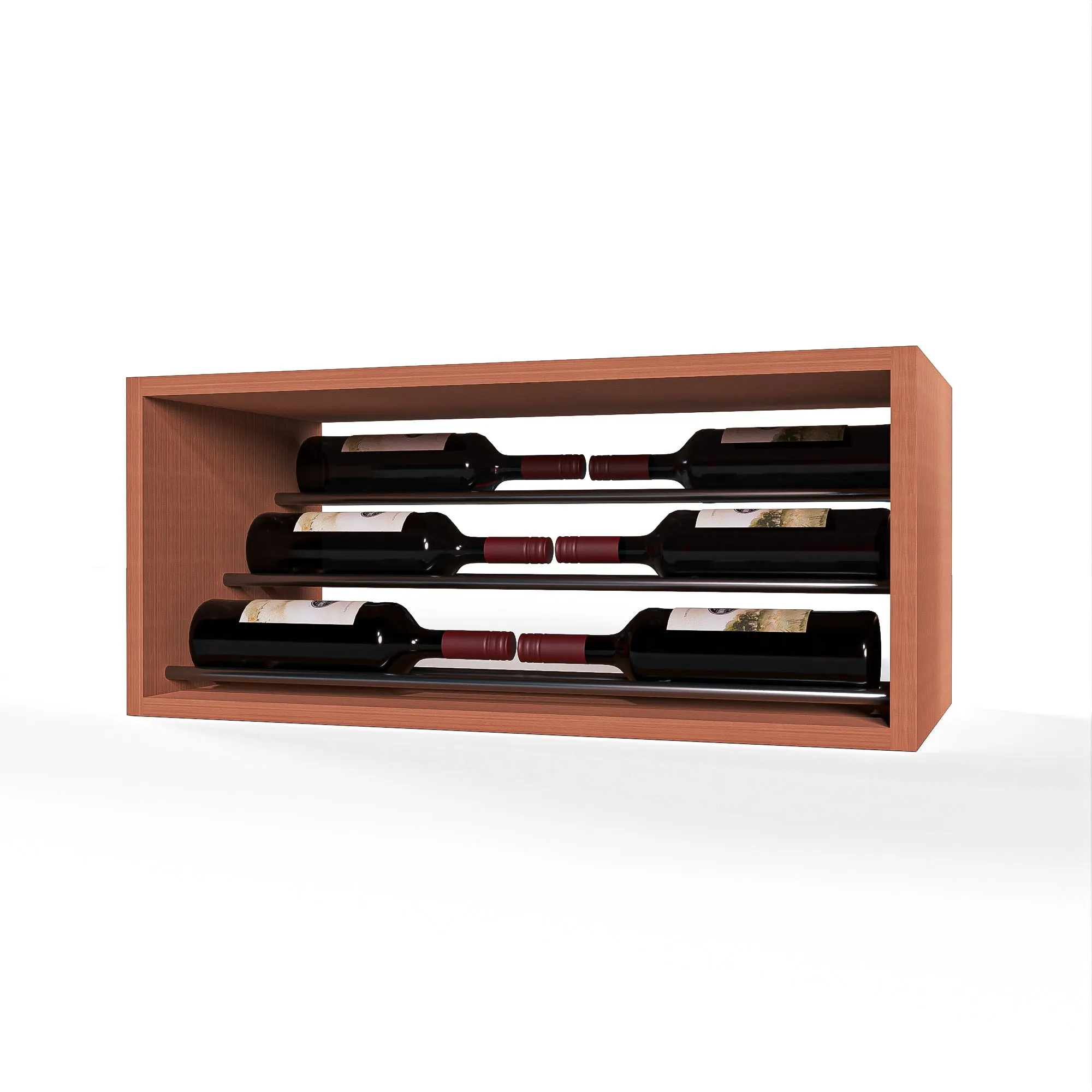 GrandCellar™ - 6 Column Waterfall Label-Forward Wine Display - 12" - Gunmetal Rods