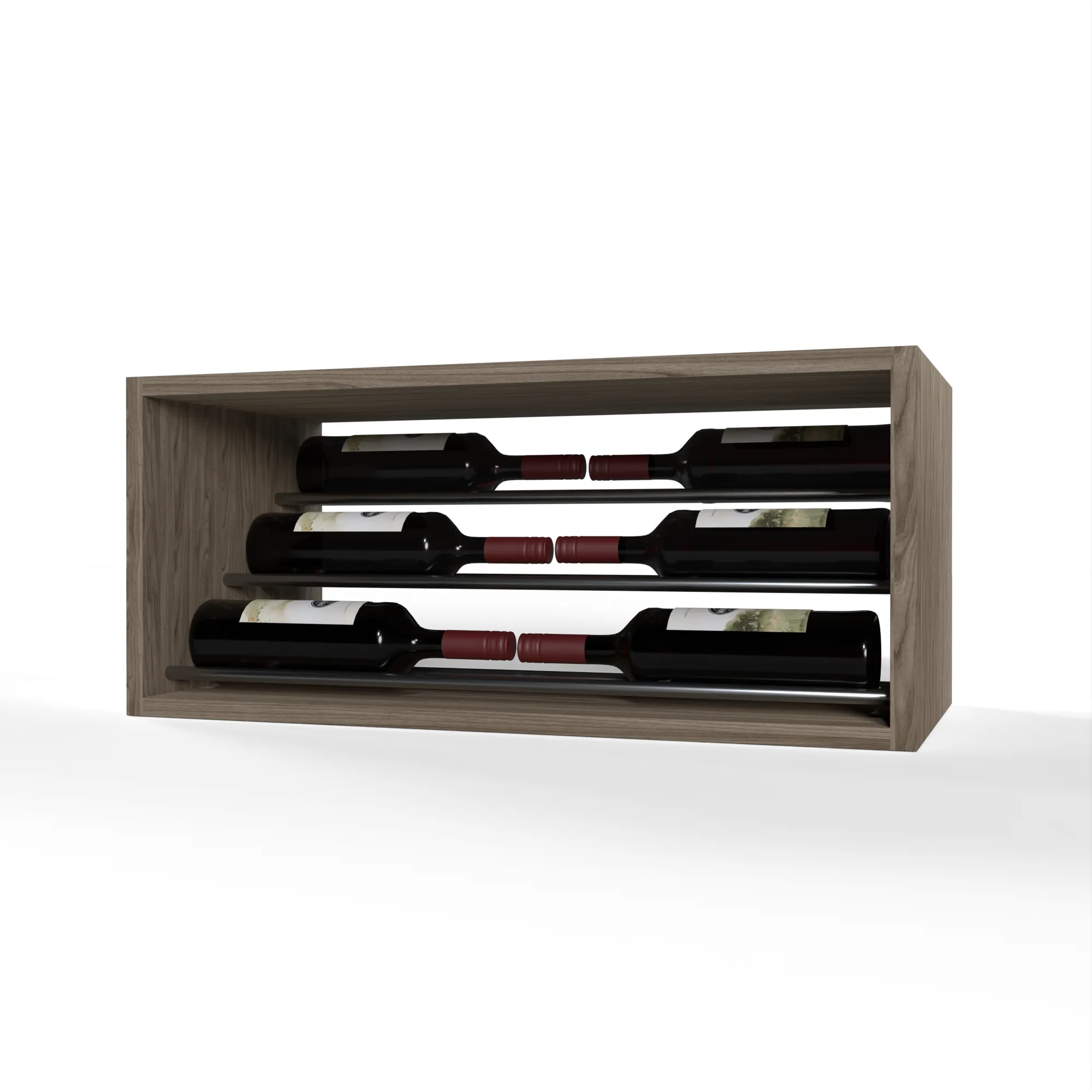 GrandCellar™ - 6 Column Waterfall Label-Forward Wine Display - 12" - Gunmetal Rods