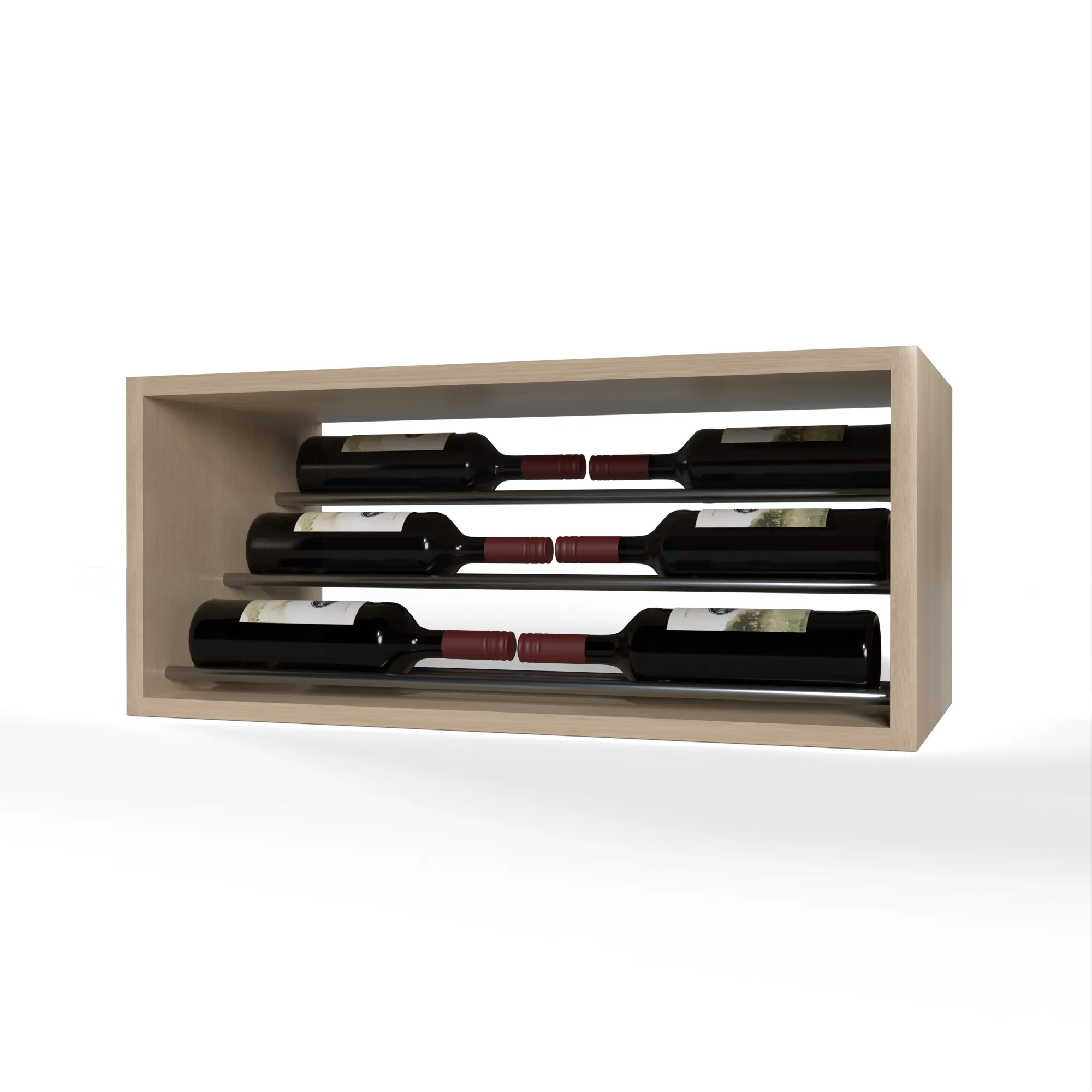 GrandCellar™ - 6 Column Waterfall Label-Forward Wine Display - 12" - Gunmetal Rods