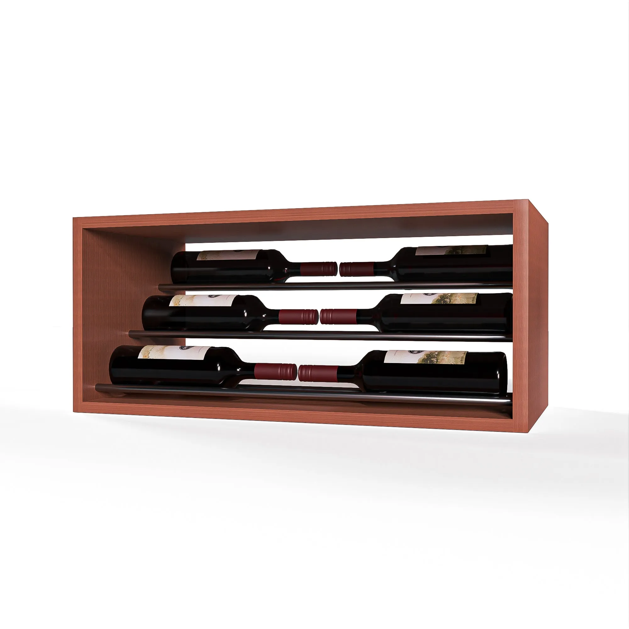 GrandCellar™ - 6 Column Waterfall Label-Forward Wine Display - 12" - Gunmetal Rods