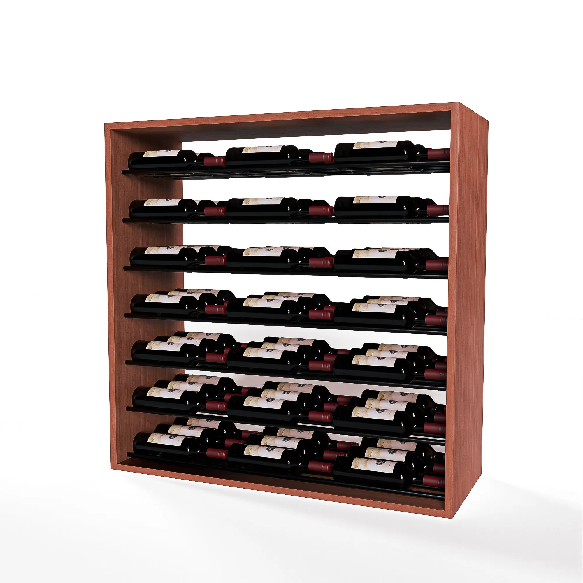 GrandCellar™ - 8 Column Full-Depth Label-Forward Horizontal Wine Display  - 36"- Black Metal Rods