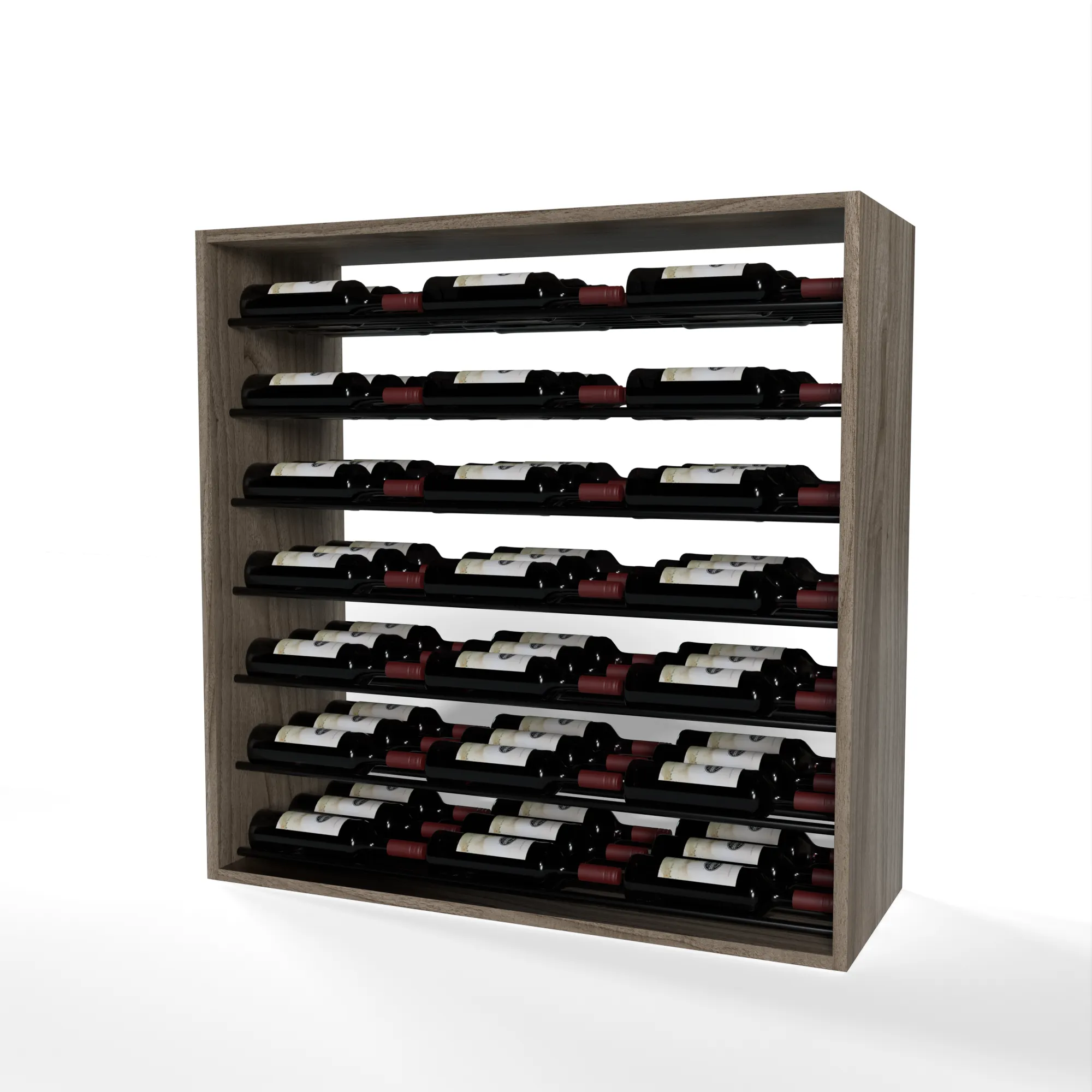 GrandCellar™ - 8 Column Full-Depth Label-Forward Horizontal Wine Display  - 36"- Black Metal Rods